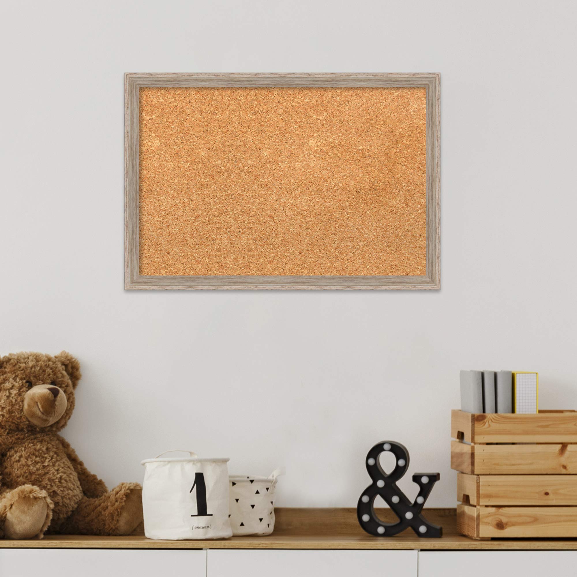 Amanti Art 13x19 Natural Cork Board with White Frame - Rustic Wall Pinboard for Vision Board, Office Decor & Home Organization | Perfect for Displaying Photos, Notes & Inspirational Quotes in Home, Office or Dorm