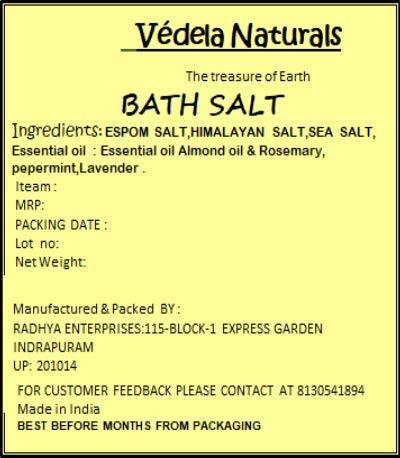 VÉDELA Naturals Lavender Bath Salt Set of 3 - Relaxing & Soaking Gift Box for Spa, Stress Relief & Self Care at Home
