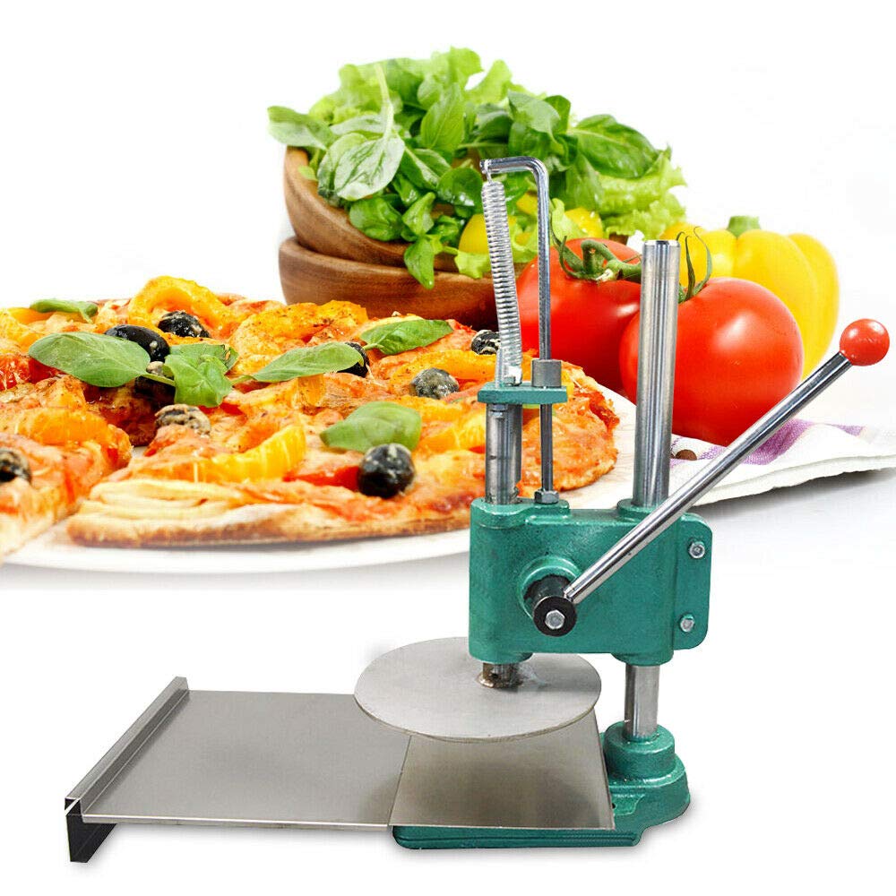 9.5 Inch Stainless Steel Manual Pizza Dough Press Machine - Home & Restaurant Use for Perfect Crusts - Ideal for Making Homemade Pizzas, Calzones, and Flatbreads