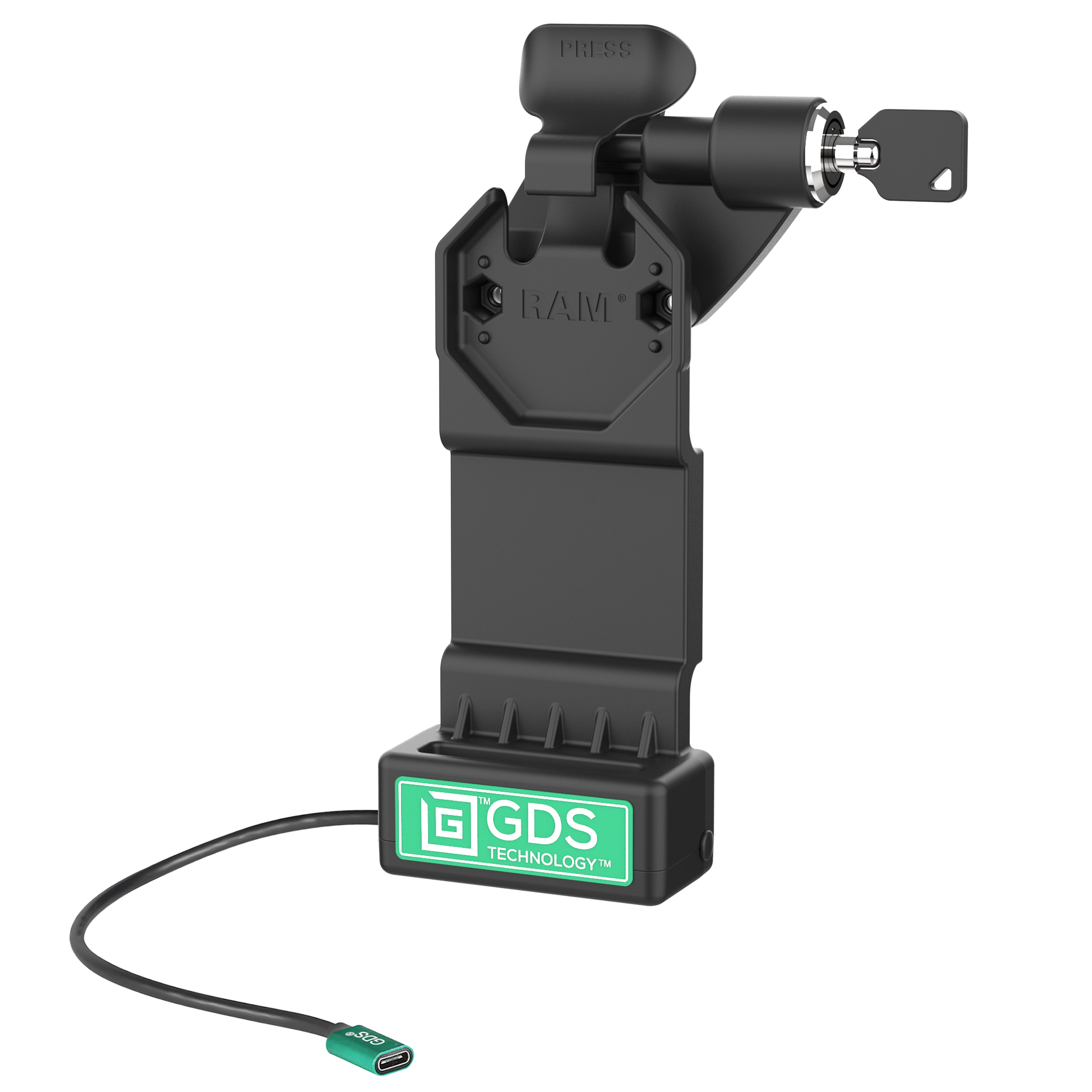 GDS® Uni Conn™ Right Locking Powered Dock (RAM GDS DOCKLR U1CPU) - Secure Charging Station for Laptops & Mobile Devices - Ideal for Office, Home & Travel Use