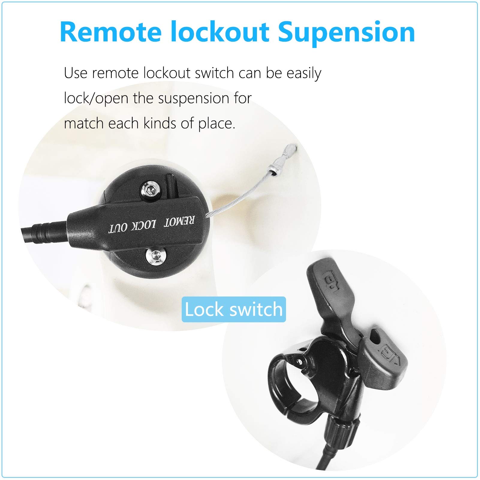 140mm Travel Air Suspension Fork for Mountain Bike - 26/27.5/29 Inch, Alloy 9mm QR, Rebound Adjust & Remote Lockout (White) - Ideal for Trail Riding, Downhill & Cross-Country Cycling