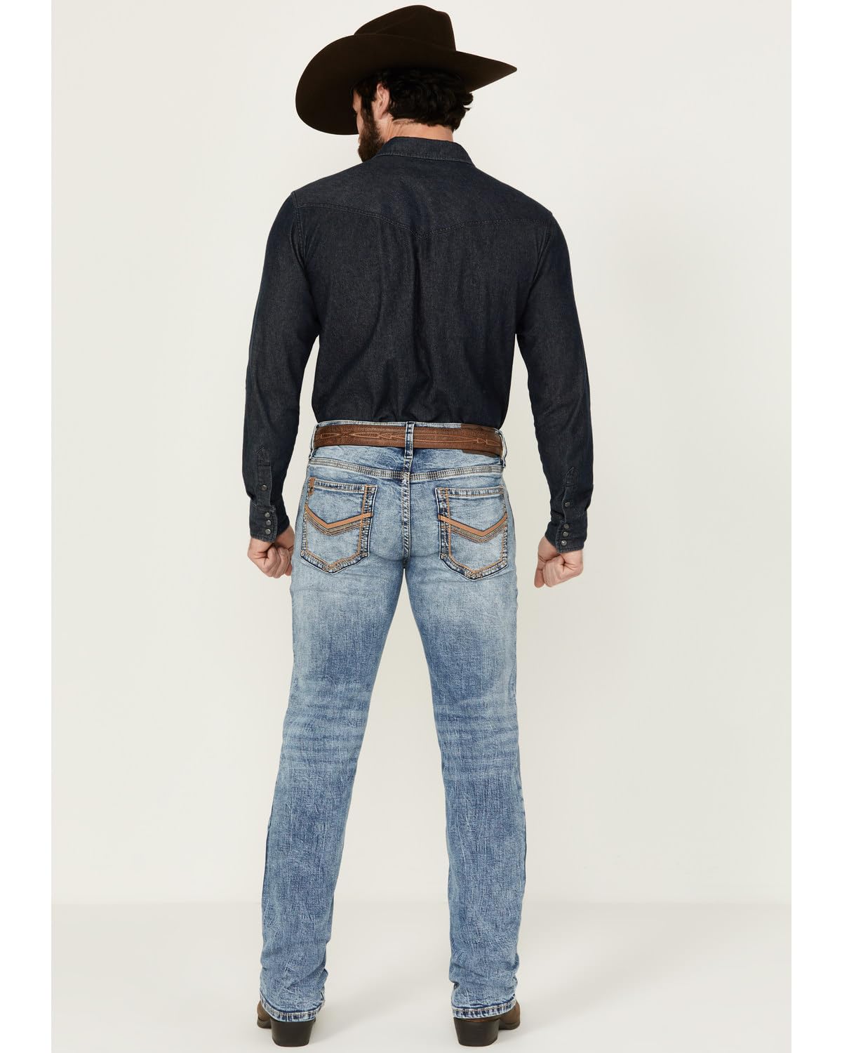 Cody James Men's Slim Straight Stretch Denim Jeans - Light Wash Blue, Clover Leaf Design, 44W x 32L | Comfortable & Stylish for Casual Wear, Work & Everyday Outfits
