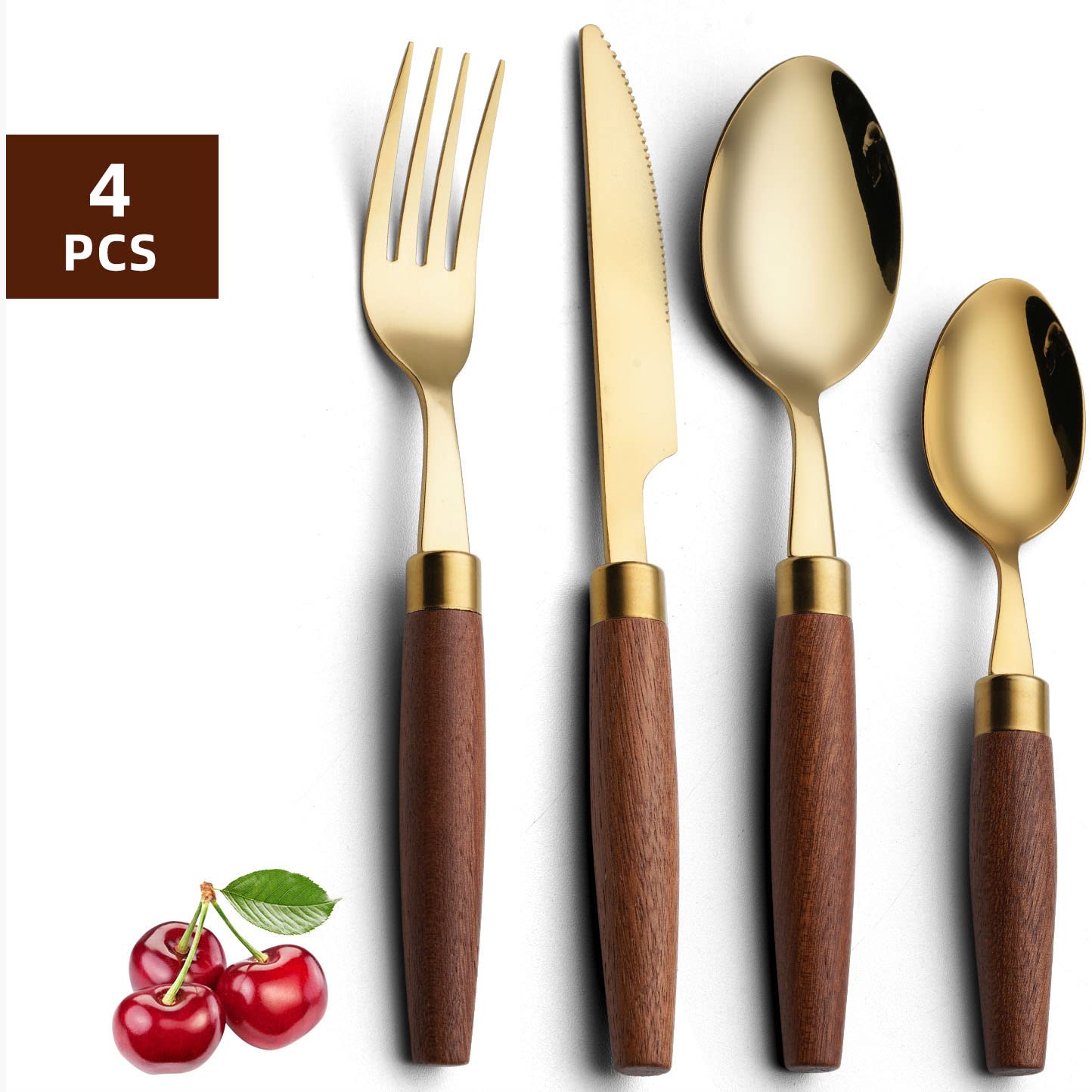 IKXO 80-Piece Stainless Steel Silverware Set - Mirror Polished Food Grade Flatware Cutlery for Home, Kitchen, Office, Restaurant & Hotel - Dishwasher Safe - Service for 20 - Wooden Handle - Perfect for Dining, Entertaining & Catering Events