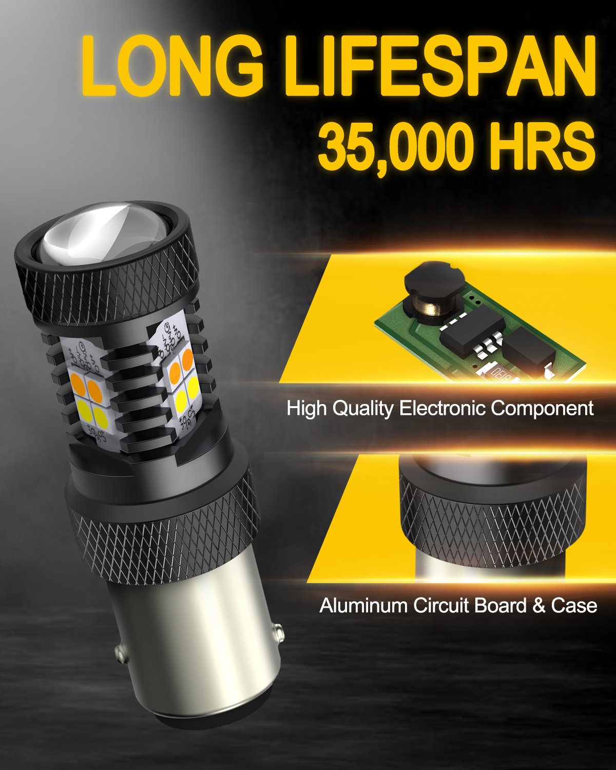 1157 LED Switchback Bulb - Amber/White Turn Signal Light with 3030 SMD Chips & Projector - Compatible with Parking Lights & Daytime Running Lights (DRL) - Perfect for Cars, Trucks, SUVs & Motorcycles