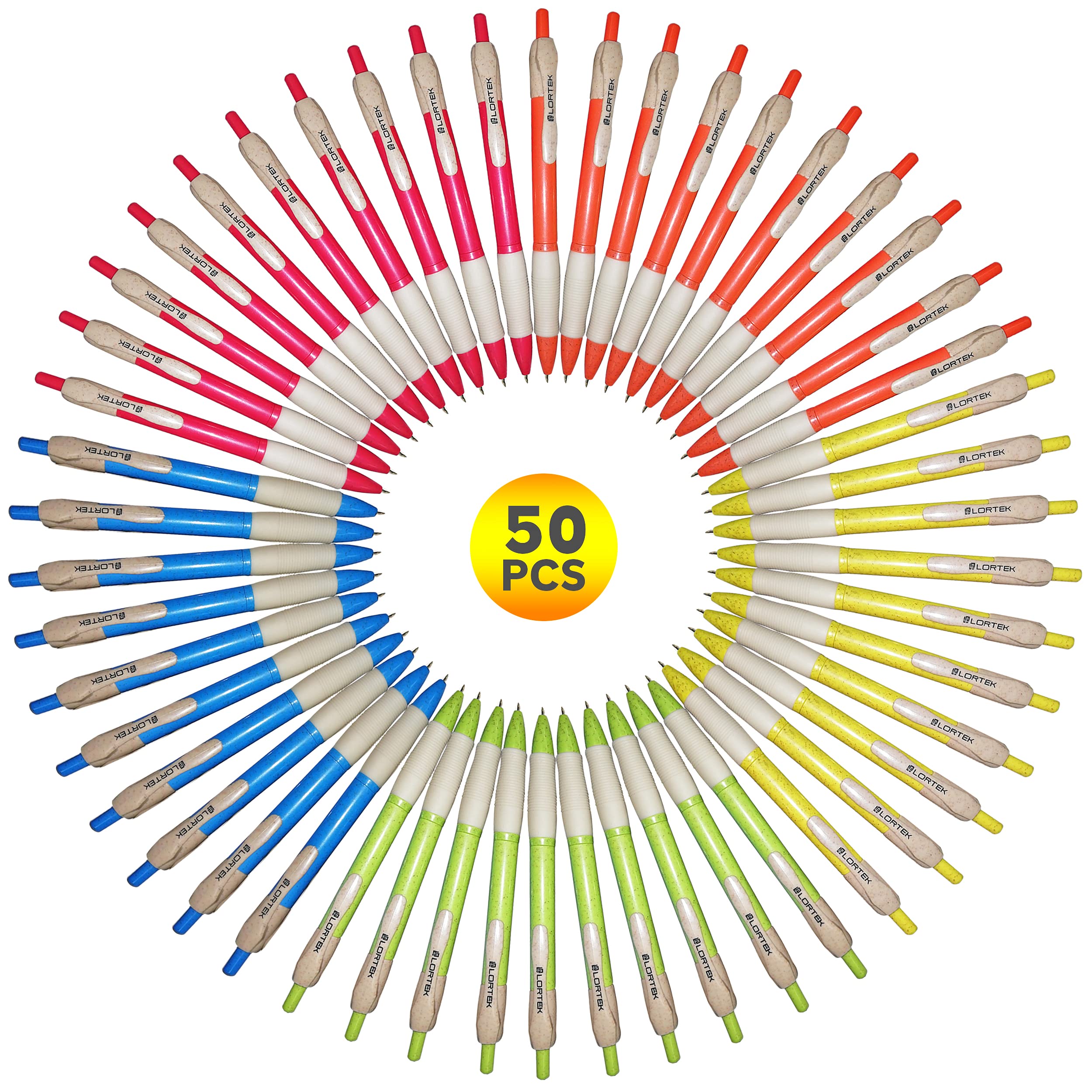 Eco-Friendly Ballpoint Pens (50 Pack) - Medium Point Black Ink Pens for Writing, Note Taking, Journaling, School & Office Use - Made from Wheat Straw & Recycled Plastic - Perfect for Students, Professionals & Home Use