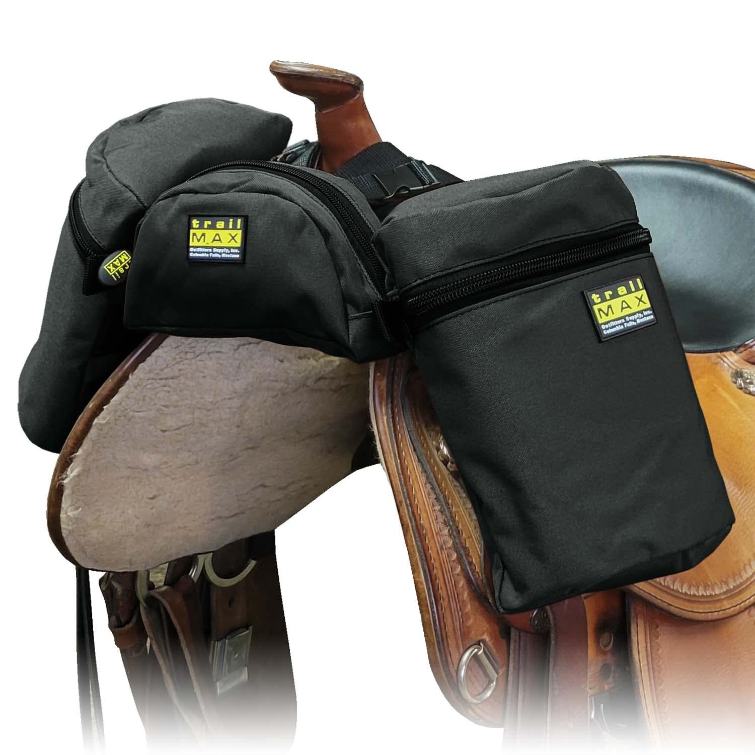 TrailMax Medium Saddle Horn Bag & Pommel Pocket Combo - Durable Trail Riding Saddle Bags Set for Horses (1 Horn Bag + 1 Pommel Pocket) - Perfect for Western Riding, Camping & Outdoor Adventures