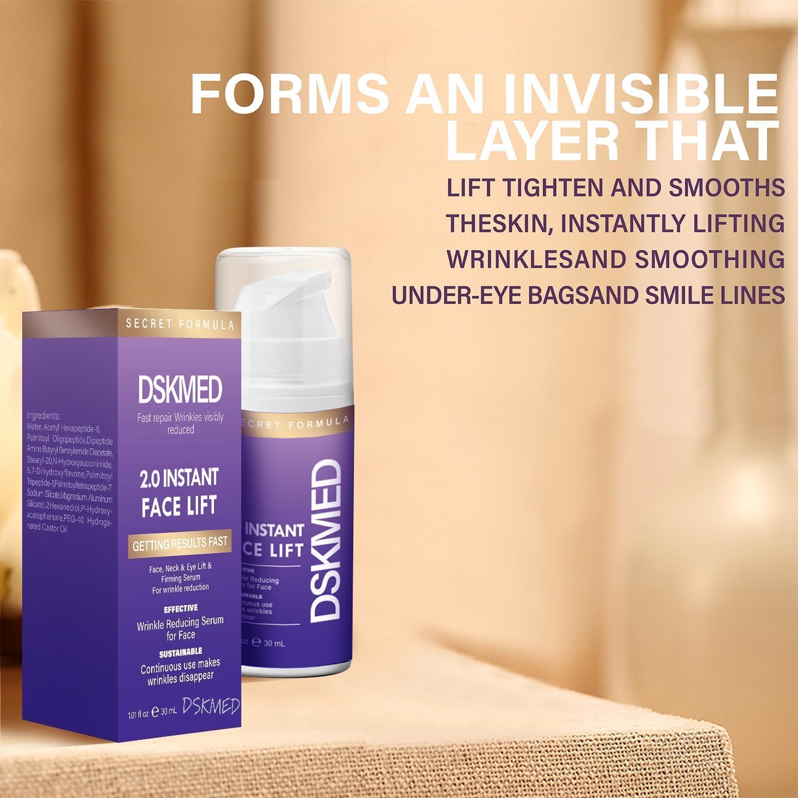Instant Firmx Eye 2.0 - Anti-Puffiness & Dark Circle Eye Cream with Wrinkle Serum | Tightening Treatment for Face & Neck | 1.01oz Purple | Perfect for Morning Routine & Night Care