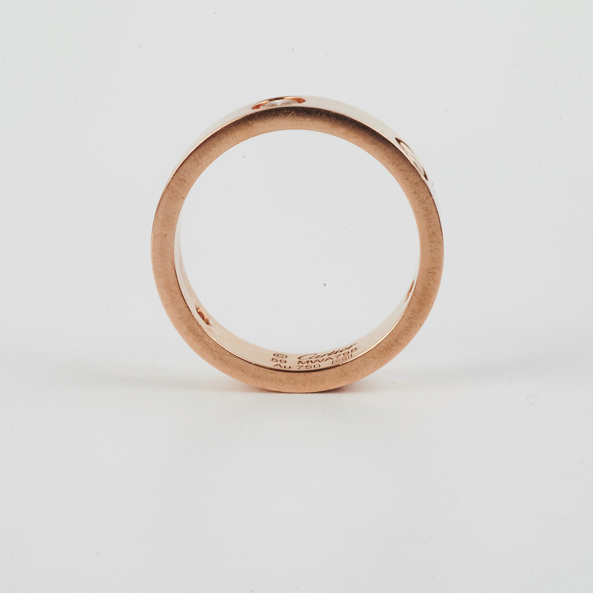 Cartier Love Ring 18K Rose Gold with 3 Diamonds - Size 59 Wedding Band, Anniversary Gift for Her, Romantic Jewelry for Couples