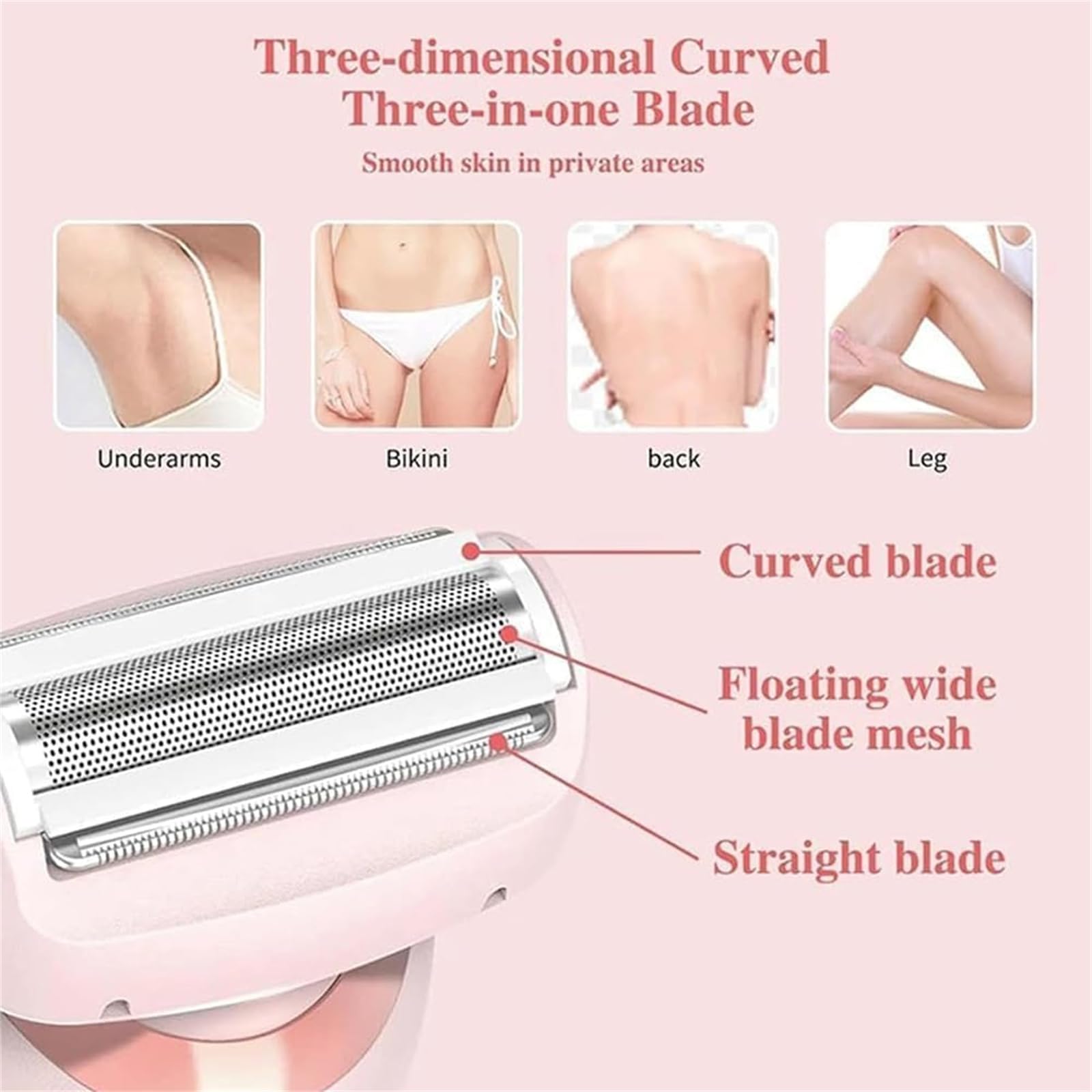 Beauty Bloom Electric Razor for Women - Waterproof Wet/Dry Shaver Pro with Pink Design - Perfect for Travel, Gym & Smooth Legs, Underarms & Bikini Line