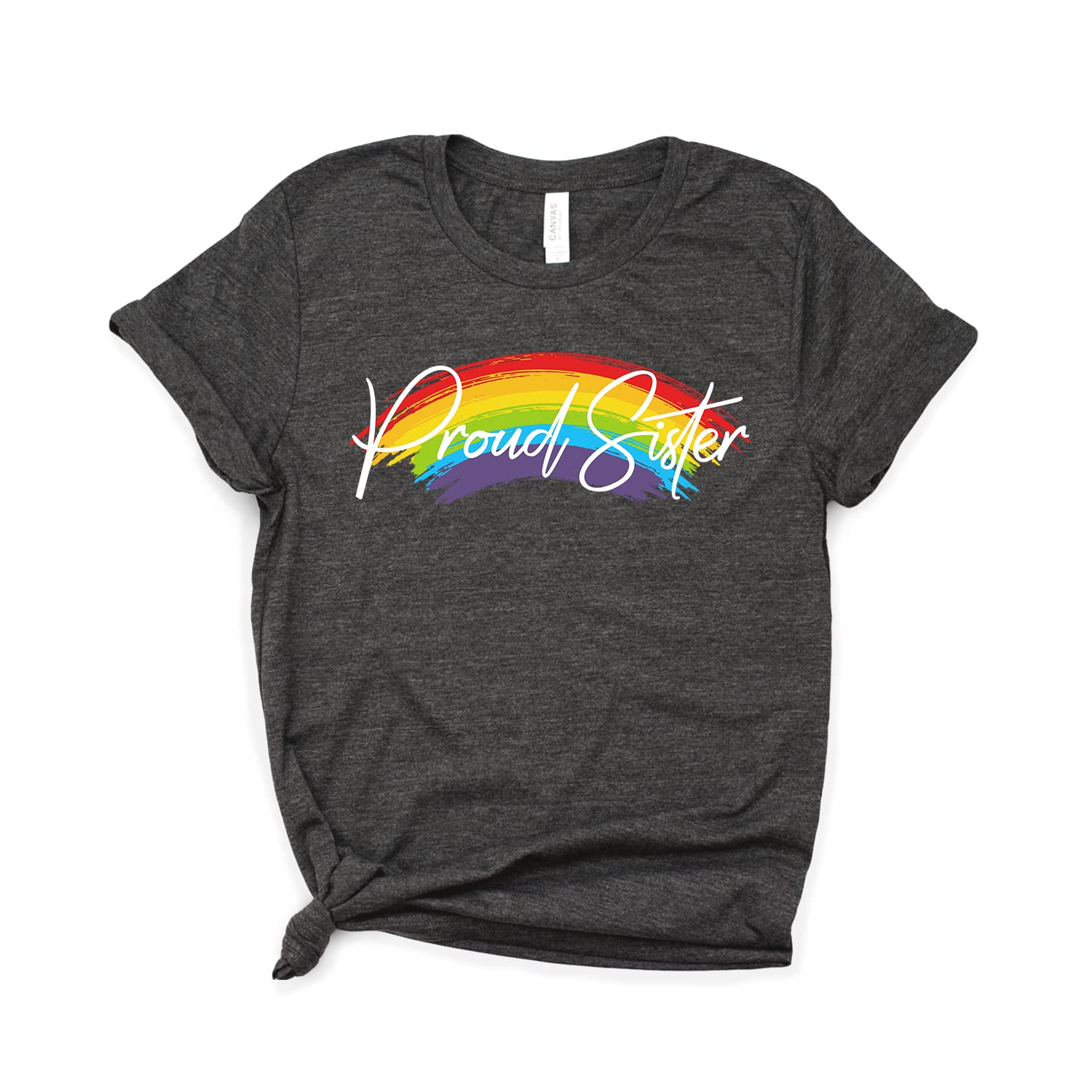 Proud Sister Gay Pride Shirt - Rainbow LGBTQ+ Pride Clothing - Softstyle Unisex T-Shirt for Pride Parades, Festivals & Ally Support