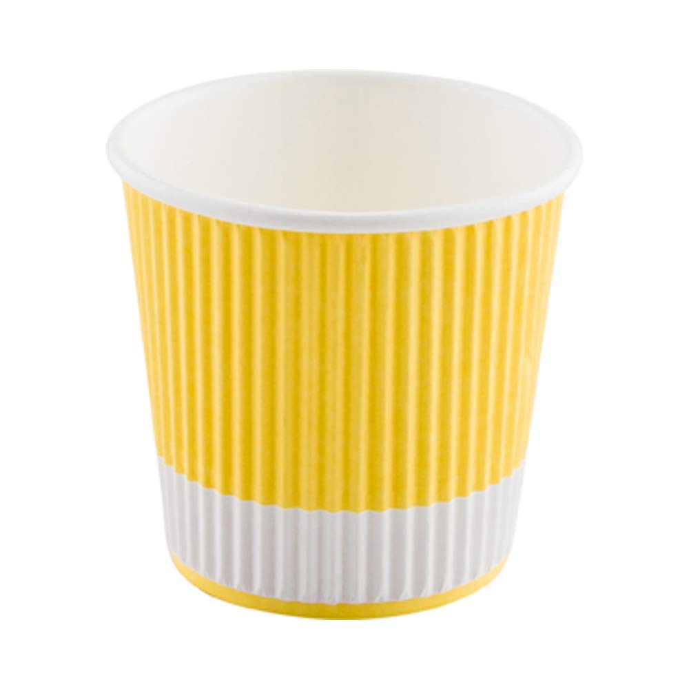 4 oz Disposable Paper Coffee Cups - 25 Pack Leakproof & Insulated Ripple Wall Hot Cups | Eco-Friendly, Recyclable Light Yellow | Perfect for Coffee Shops, Offices & Events | Lids Sold Separately