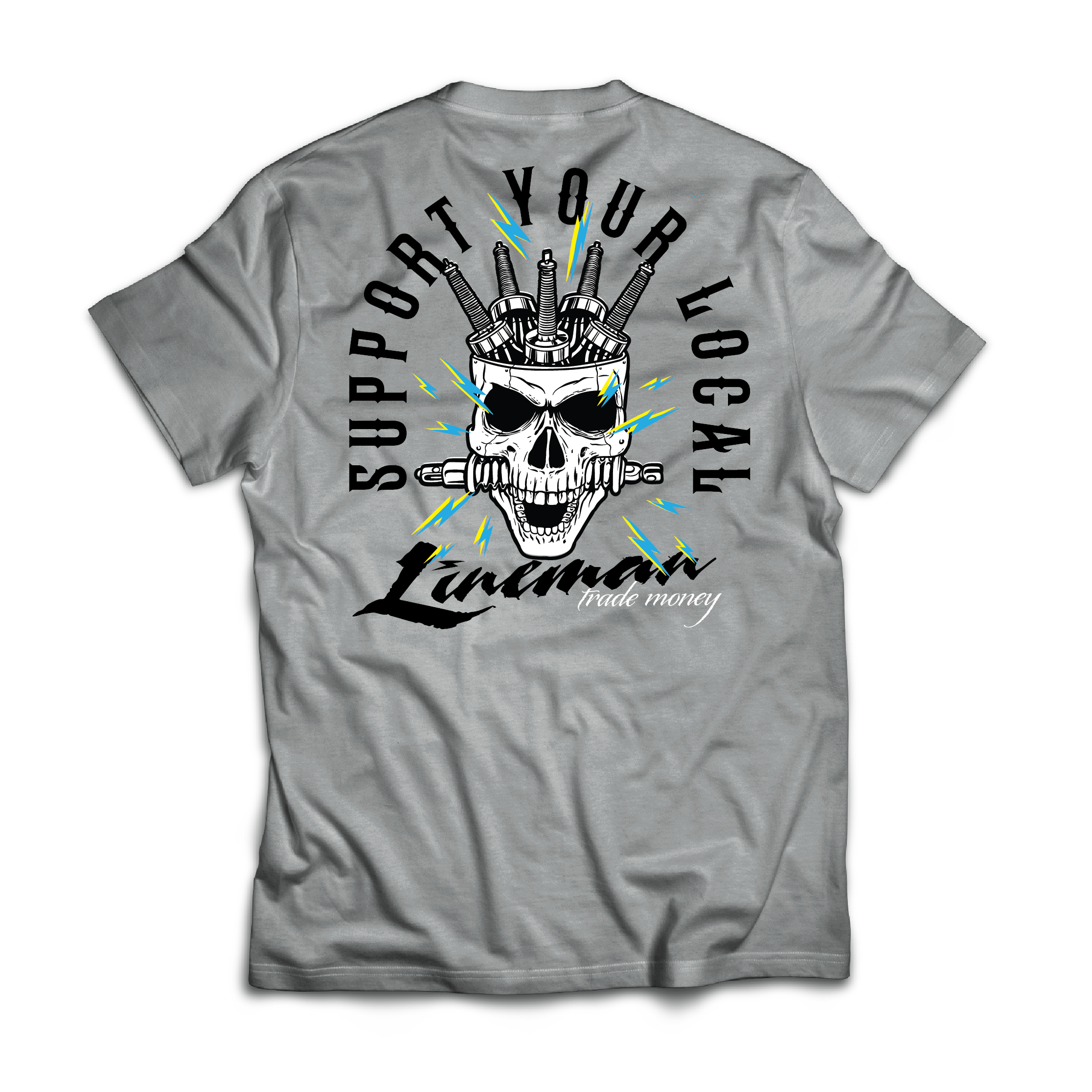 Support Your Local Lineman T-Shirt - Grey Frost - Comfortable Cotton Tee for Linemen & Utility Workers - Perfect for Work, Gifts & Showing Appreciation