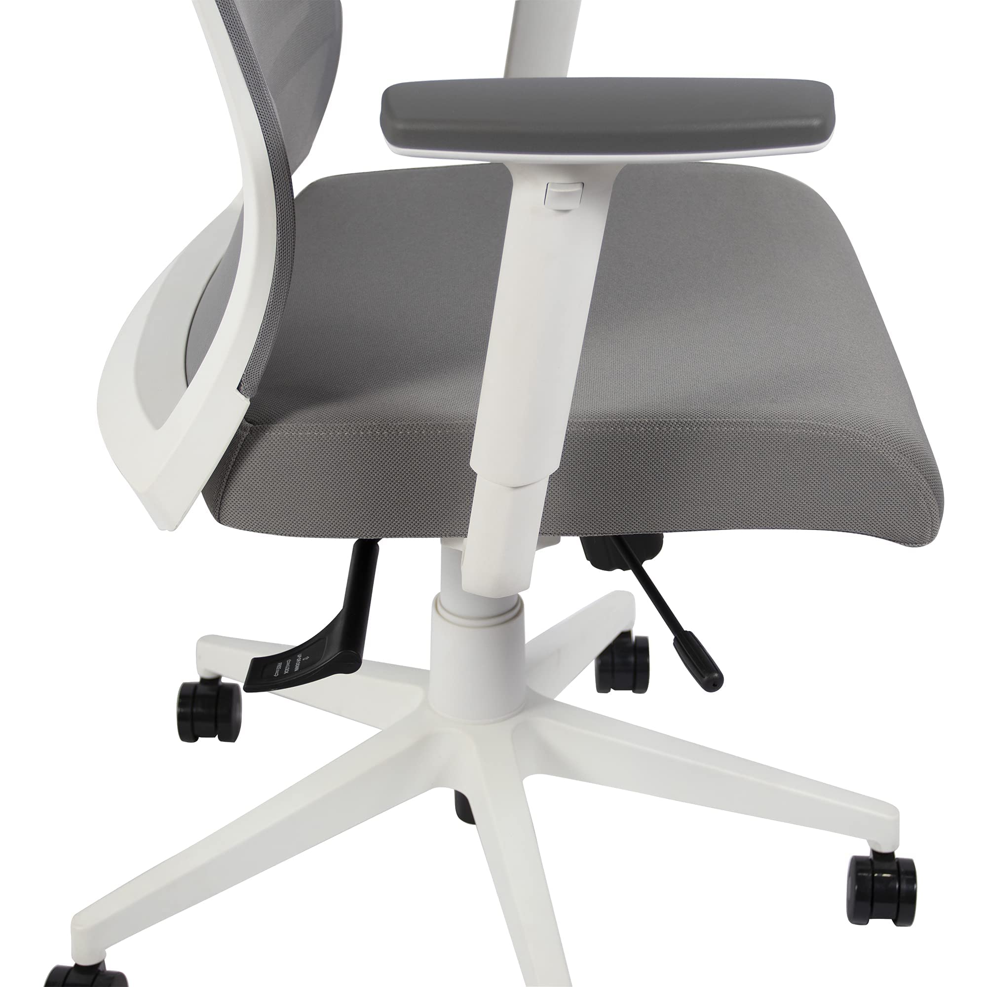 Compel Derby Mid Back Adjustable Ergonomic Mesh Office Chair with Seat Slider - Breathable Computer Task Chair for Home & Office Workspace - White