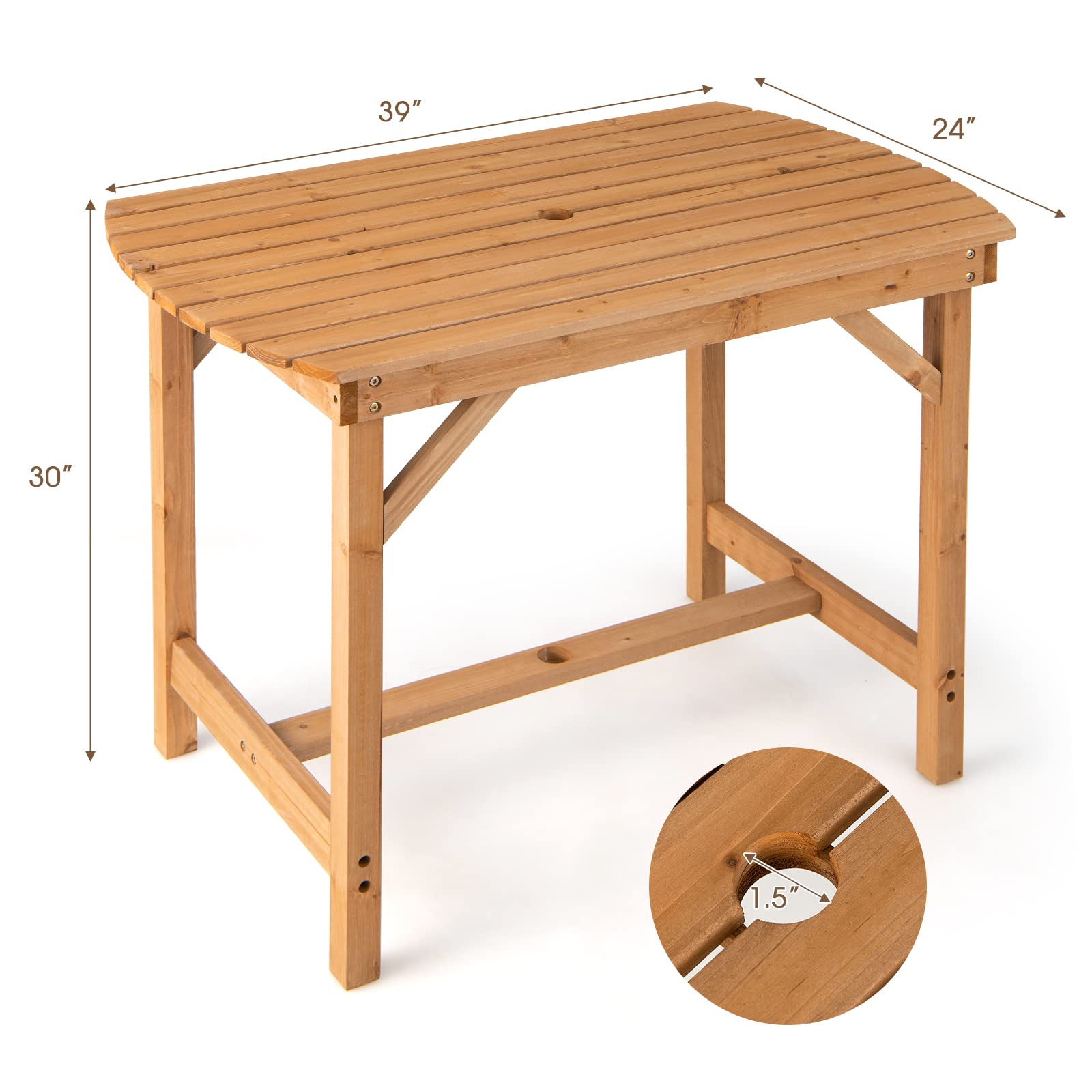 Giantex 48 Inch Solid Wood Patio Dining Table for 4-6 People with 1.5