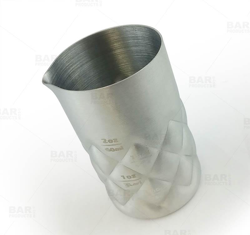 BarConic® Diamond Jigger with Spout - Premium Stainless Steel Cocktail Measuring Cup for Bartenders & Home Mixologists - Perfect for Crafting Martinis, Margaritas & Cocktails