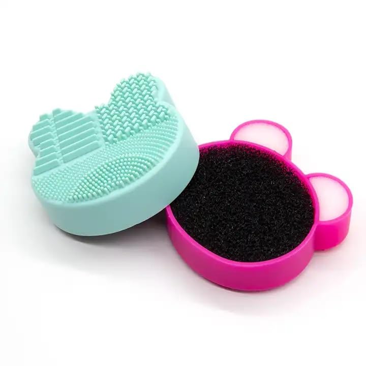 KitchenFest® BPA-Free Silicone Sponge for Makeup Brushes - Quick Drying, Durable Mickey Bear Design - Multicolor (2 Pack) - Perfect for Cleaning Cosmetics Tools, Kitchen Utensils & Baby Bottles