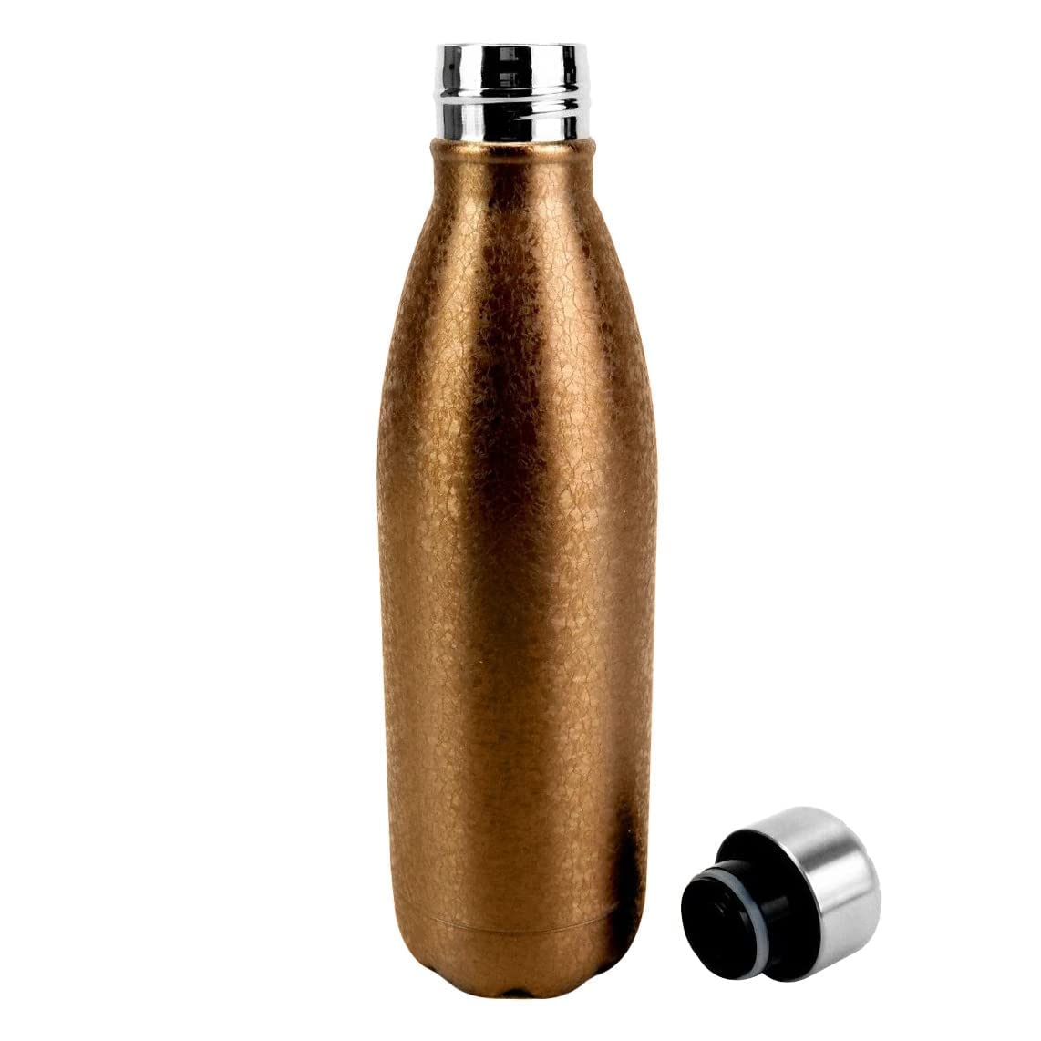 17oz Vacuum Insulated Stainless Steel Sports Water Bottle - Leak Proof, Double Wall, Keeps Drinks Hot/Cold for 24 Hours - Golden - Perfect for Gym, Hiking, Camping & Outdoor Activities