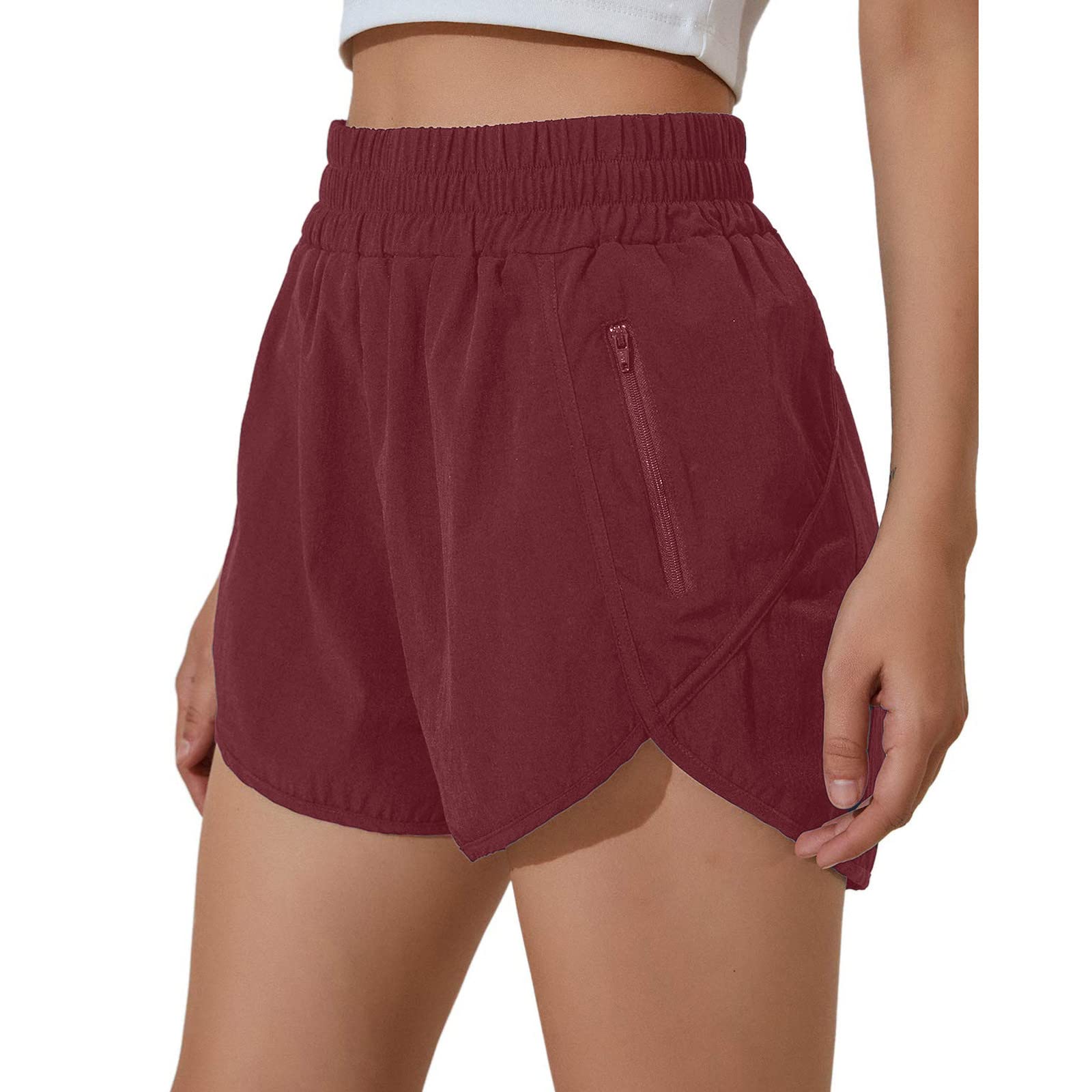 Women's High Waisted Athletic Shorts with Pockets - Breathable Running Shorts for Summer & Fall - Workout, Yoga, Gym & Lounge Wear - Plus Size Available