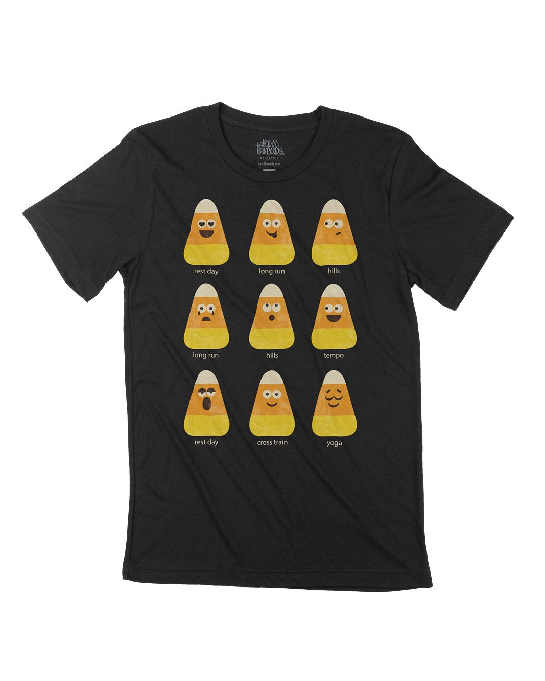 Raw Threads Running Candy Corn Emoticons Crew Socks - Fun Halloween Running Socks for Women & Men - Perfect for Jogging, Workouts & Costume Parties