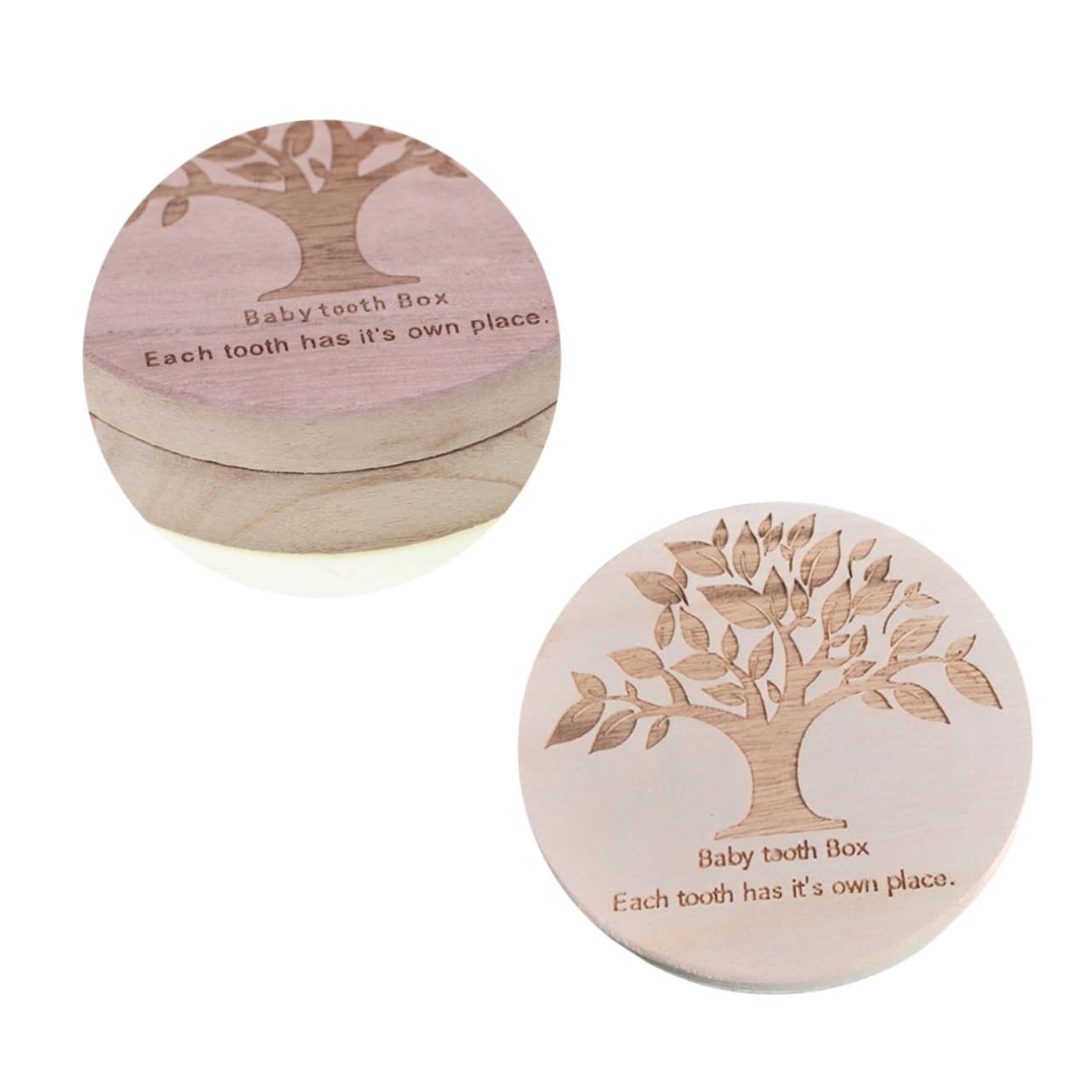 Toyvian 3-Piece Wooden Baby Teeth Keepsake Box Set - Round Storage Container for Lost Teeth Collection, Perfect for Boys and Girls (Great for Tooth Fairy Gifts & Childhood Memory Preservation)
