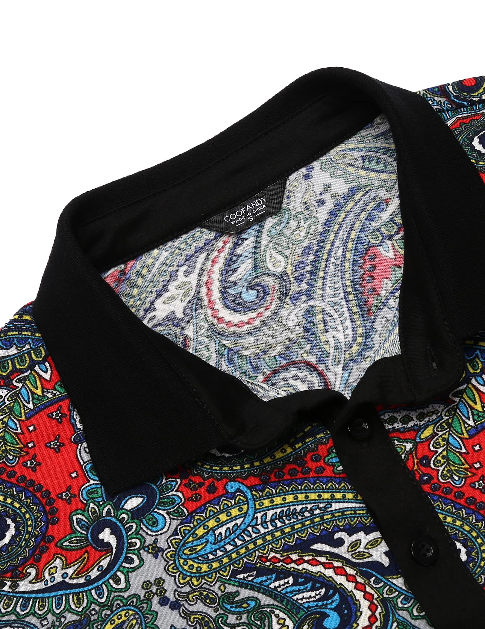 COOFANDY Men's Slim Fit Short Sleeve Polo Shirt - Floral Paisley Print Casual T-Shirt for Summer | Perfect for Office, Golf & Outdoor Activities