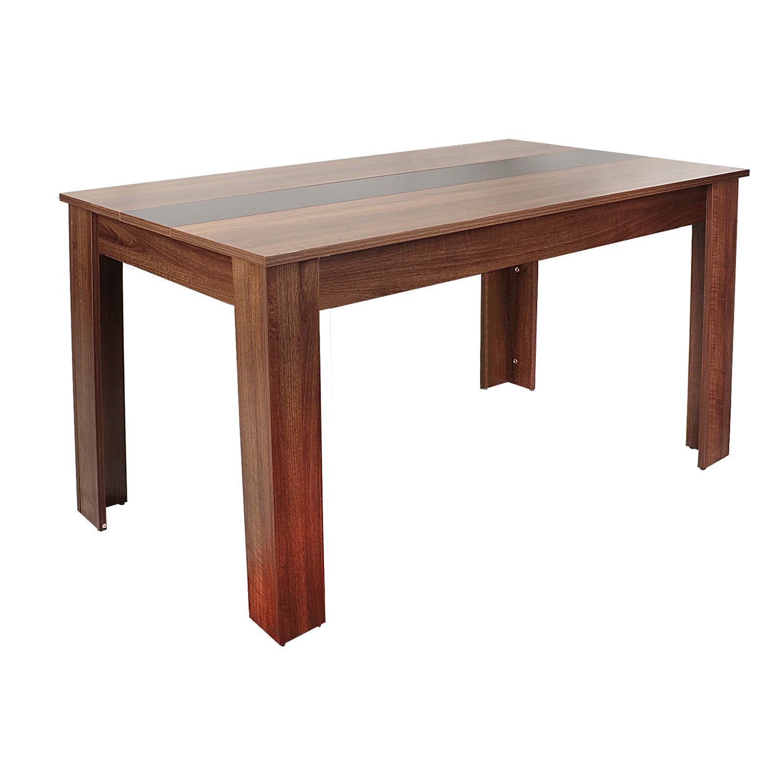 MKJLWO Solid Wood Dining Table for 4-6 People, Rectangular Farmhouse Kitchen Table with Rustic Finish - Perfect for Dining Room, Restaurant or Outdoor Patio (Walnut)