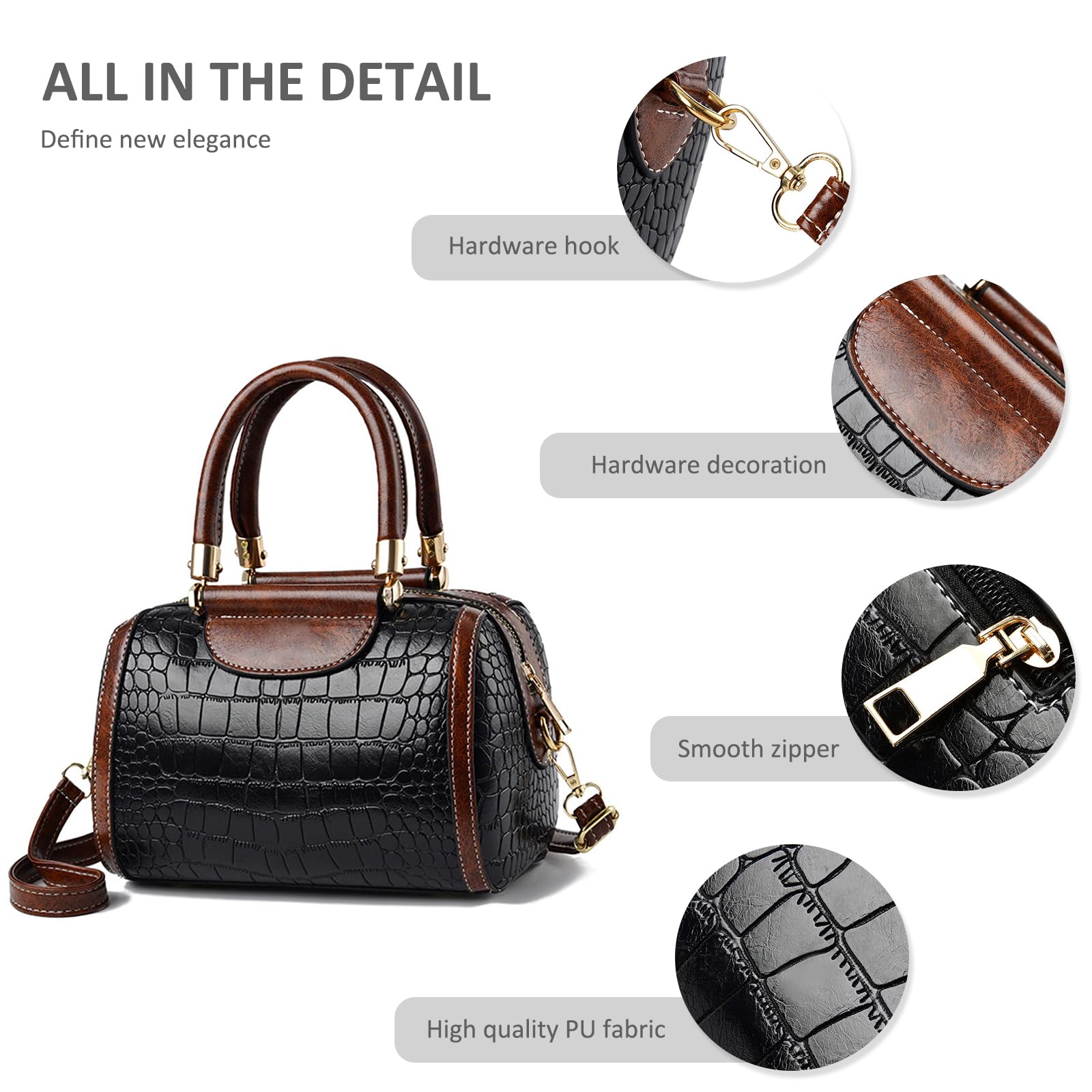 Stylish NICOLE & DORIS Women's PU Leather Crossbody Bag - Fashionable Crocodile Print Shoulder Purse for Work, Party & Daily Use | Perfect Office Handbag, Evening Clutch & Everyday Messenger Bag