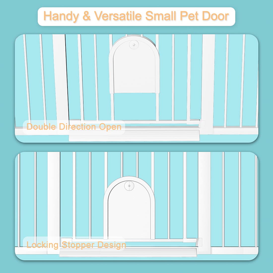 Extra Wide Baby Gate with Cat Door - Pressure Mounted No Drill Safety Gate for Stairs & Kitchen (48.82