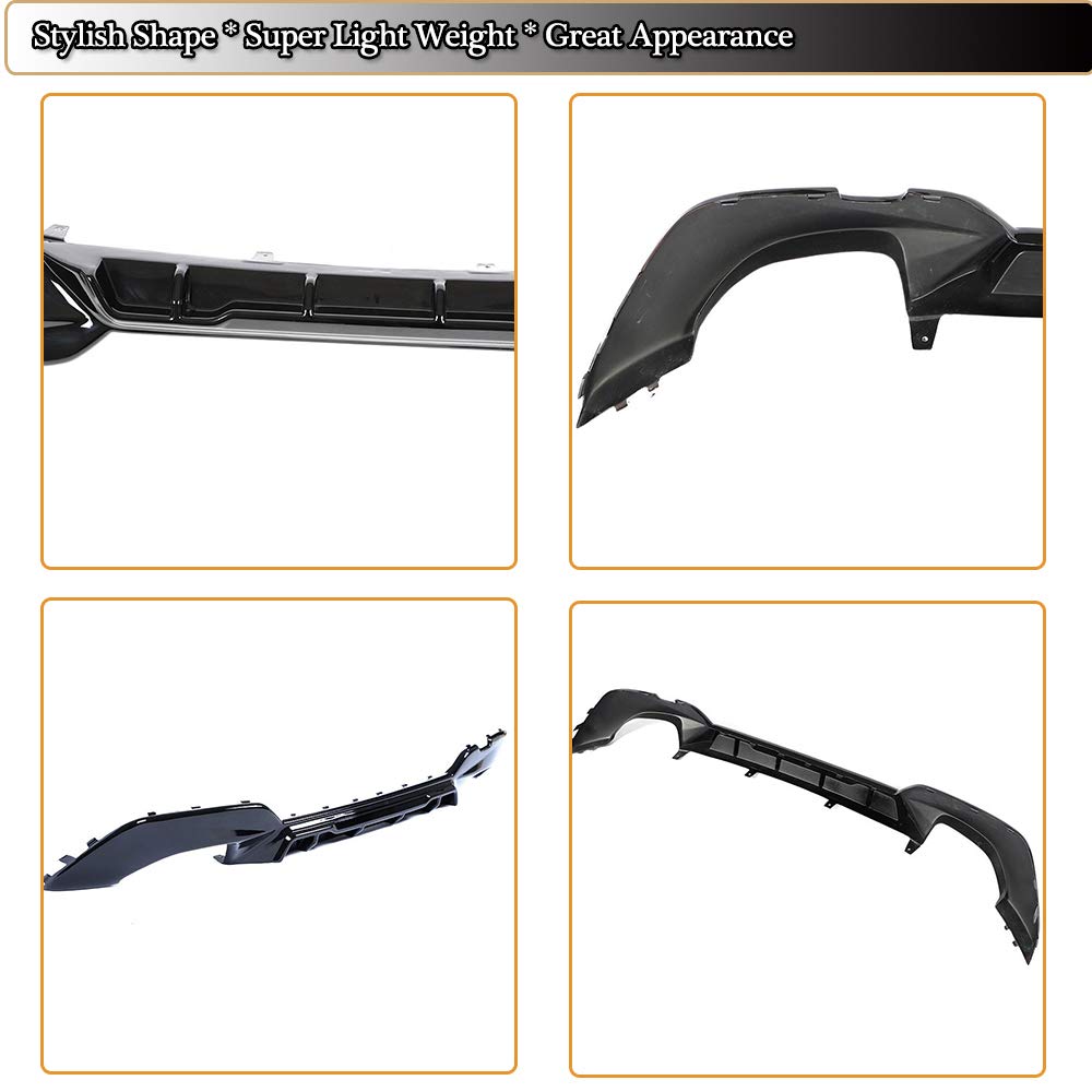 MCARCAR Rear Diffuser for BMW 3 Series G20 320i 330i M Sport Sedan 2019-2020 | Gloss Black Lower Bumper Lip Spoiler Body Kit | Enhances Aerodynamics & Sporty Look for Street Racing & Car Shows