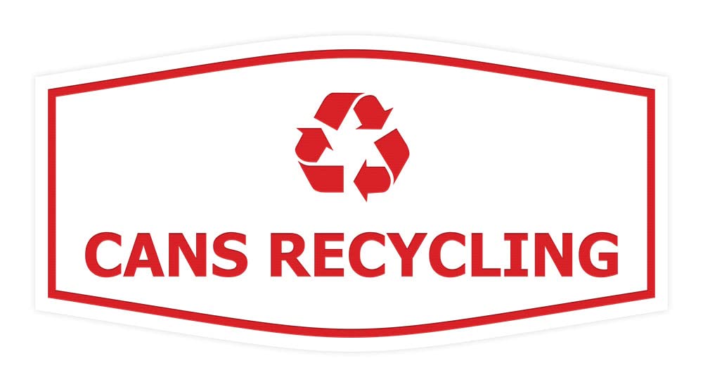 Eco-Friendly Recycling Bin Sign for Cans (White/Red) - Small Size - Perfect for Home, Office & Public Recycling Stations