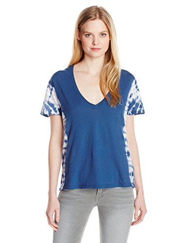 Monrow Women's Oversized V-Neck T-Shirt | Trendy Tie Dye Border Design | Casual Loose Fit Top for Everyday Wear, Street Style & Summer Outfits