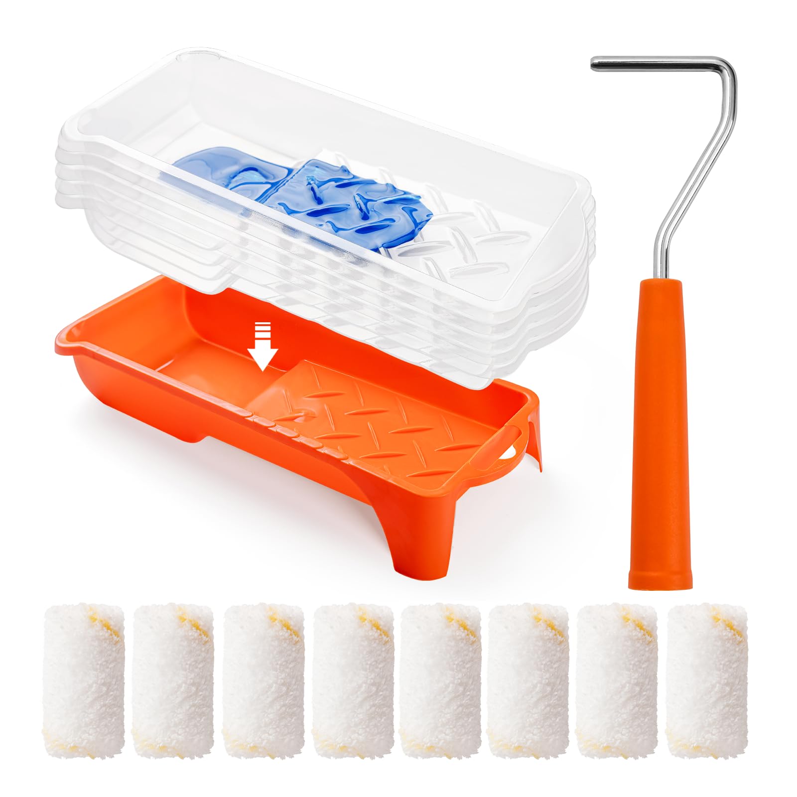 2 Inch 15 Pack Small Paint Roller Kit - Microfiber Roller Covers, Paint Tray & Liner - Mini Paint Roller for Corners & Edges - Perfect for DIY Home Painting, Wall Touch-Ups & Small Projects