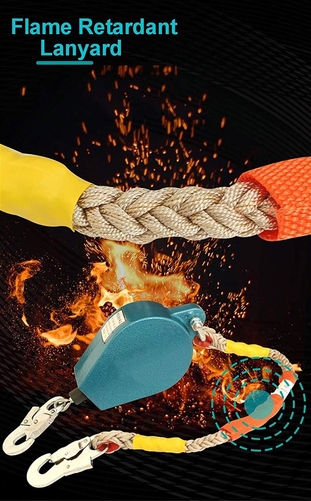 330lbs Self Retracting Lifeline Fall Arrest Block with Inertia Reel - 16ft(5m) Retractable Safety Lanyard for Roofing, Construction & Industrial Fall Protection | OSHA Compliant Personal Protective Equipment (PPE) for Workers at Heights