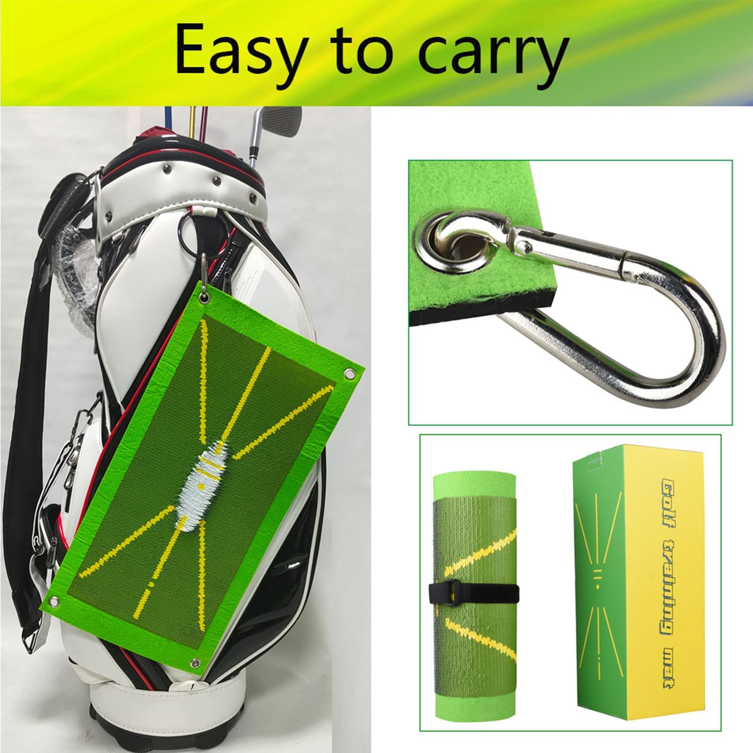 Premium Golf Practice Mat - Portable Golf Training Mat with Swing Analysis & Divot Action - Improve Swing Path & Posture for Indoor/Outdoor Golf Training