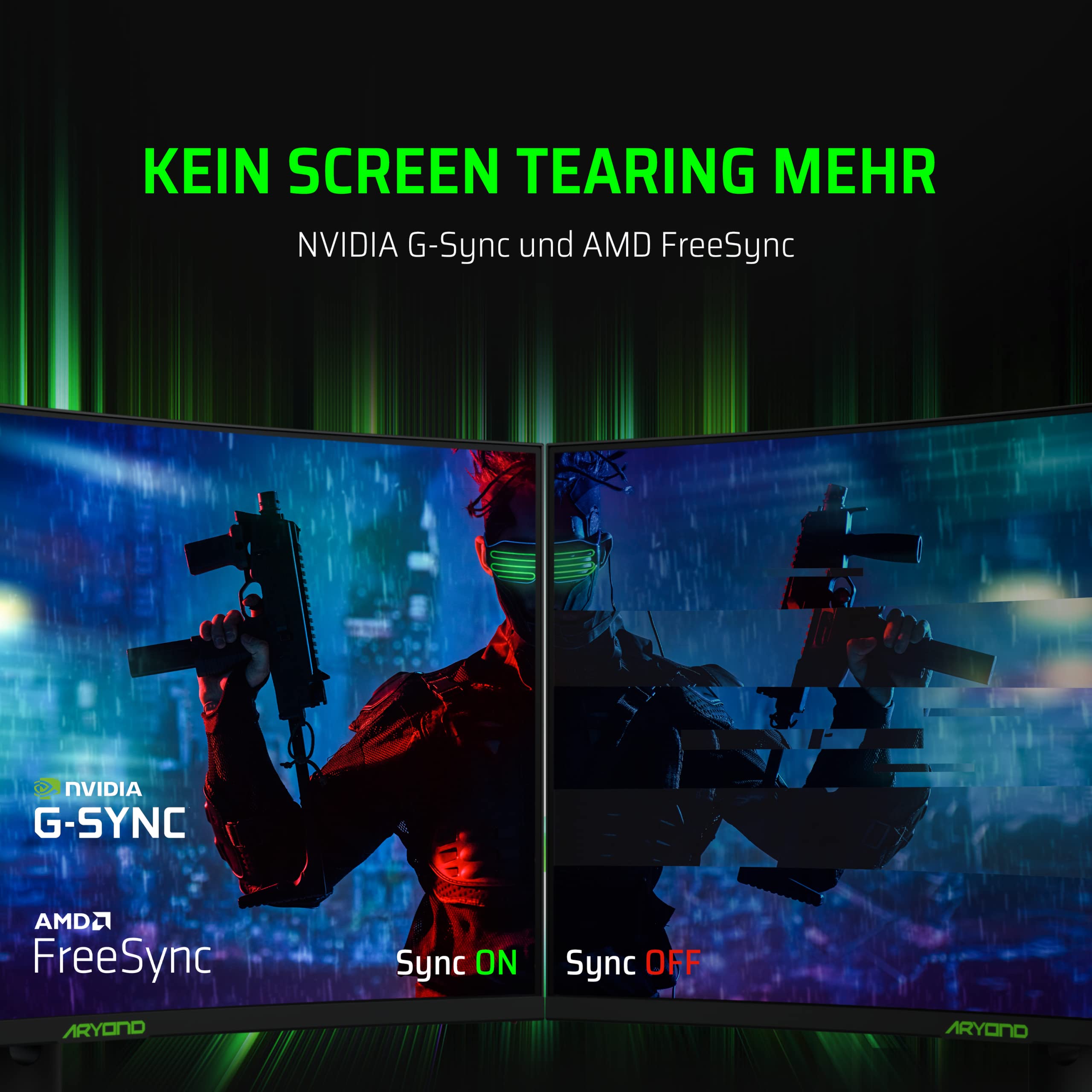 Aryond A32 V1.3 32-Inch Curved Gaming Monitor | 165Hz QHD (2560x1440) 1ms Response | HDR10, FreeSync & G-Sync Compatible | 119.9% sRGB | Built-in Speakers | Perfect for Competitive Gaming & Immersive Entertainment