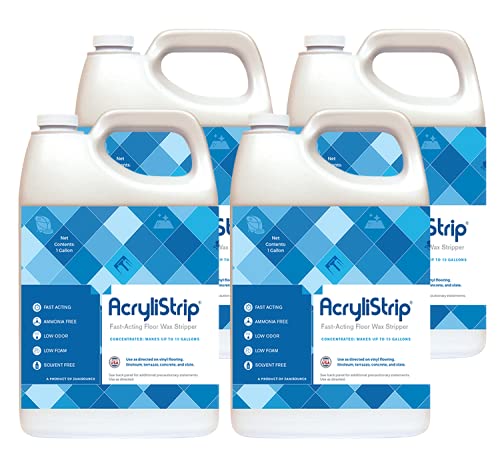 Acrylistrip Professional Floor Wax Remover & Stripper - 4 Pack | Fast-Acting Floor Cleaner for Vinyl, Tile & Hardwood | Ideal for Home, Office & Commercial Use
