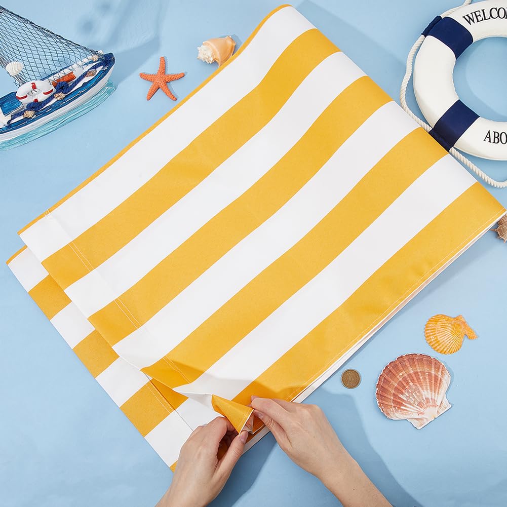 GORGECRAFT 44x17 Inch Beach Sling Chair Replacement Canvas - 1mm Thick Yellow & White Stripes Outdoor Lounge Chair Fabric - Durable Folding Patio Sling Chair for Sunbathing, Poolside, Garden, Courtyard, and Backyard Relaxation