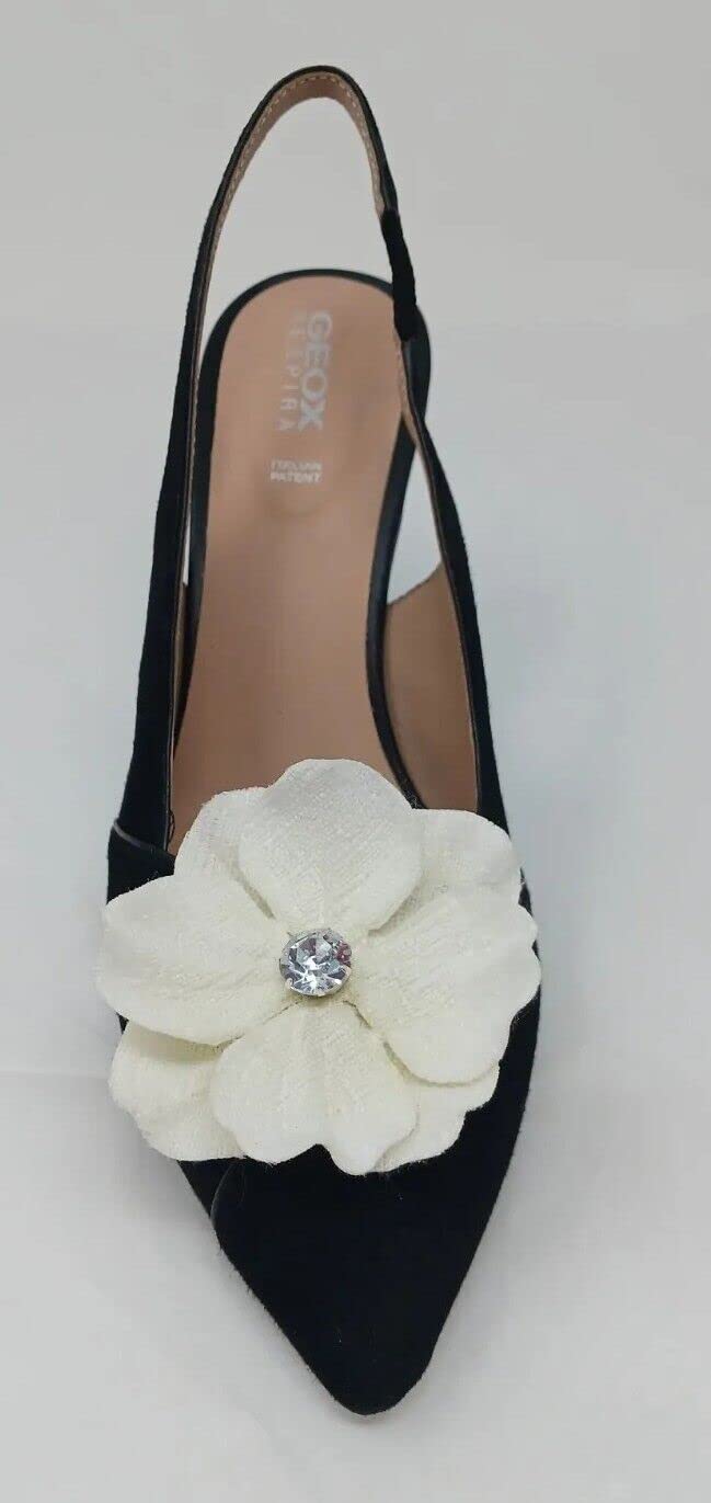 Off-White Floral Shoe Clips (2-Pack) - Elegant Shoe Accessories for Women | Perfect for Weddings, Parties & Everyday Fashion
