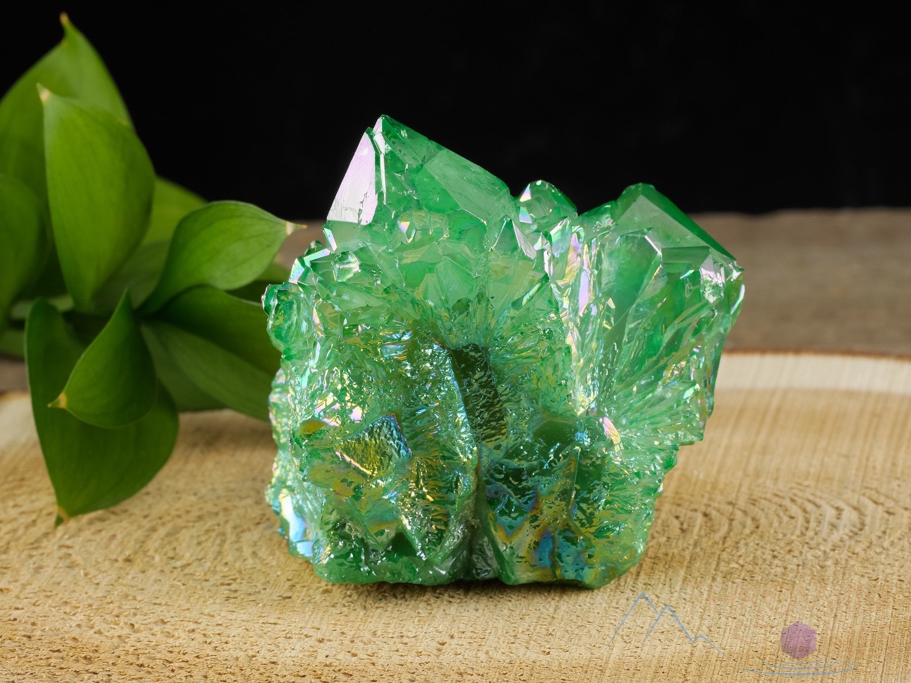 Rainbow Aura Quartz Crystal Cluster - Natural Apple Green Spirit Quartz for Meditation, Healing & Home Decor (R0479) | Metaphysical Crystal Gift for Yoga, Reiki & Spiritual Practices