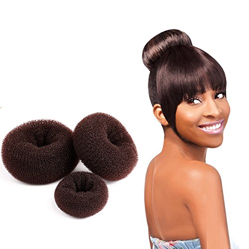 Bella Hair Donut Bun Maker Set - Small, Medium & Large for Women, Girls & Kids - Easy DIY Chignon Hairstyles Tool (Brown) - Perfect for School, Parties & Everyday Hairstyling