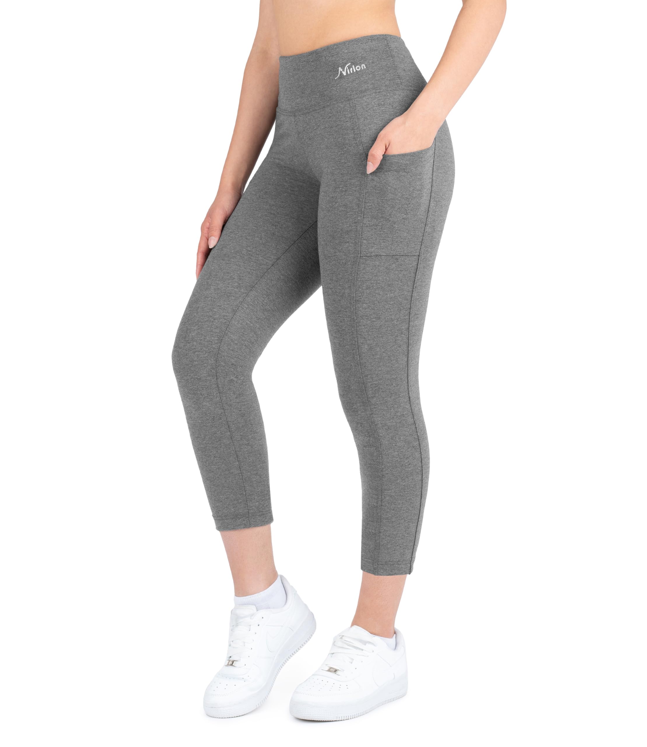 Breathable High Waisted Capri Leggings for Women with Pockets - Nirlon Yoga Pants for Running, Workout & Casual Wear