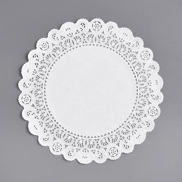 50-Piece White Round Paper Doilies - 14 Inch Greaseproof Lace Doilies for Cake, Dessert, and Party Decorations - Elegant Table Setting and Food Presentation Accessories