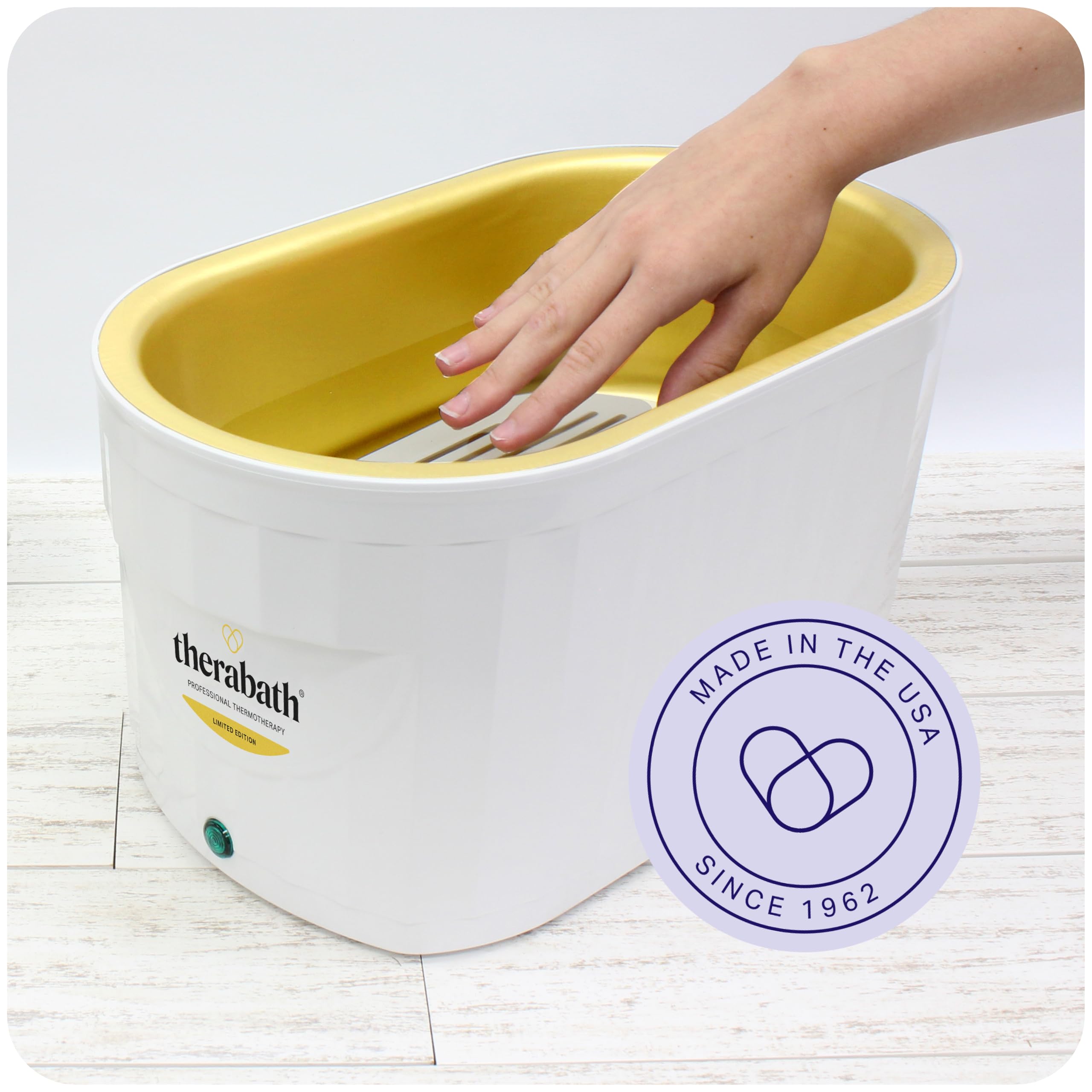 Therabath Professional TB6 Paraffin Wax Bath Therapy for Hands, Feet & Body - White & Gold Limited Edition - Relieves Arthritis Pain, Muscle Stiffness & Joint Discomfort - 6lb Unscented Paraffin Wax - Made in USA - Perfect for Home Spa, Physical Therapy & Pain Relief Treatments
