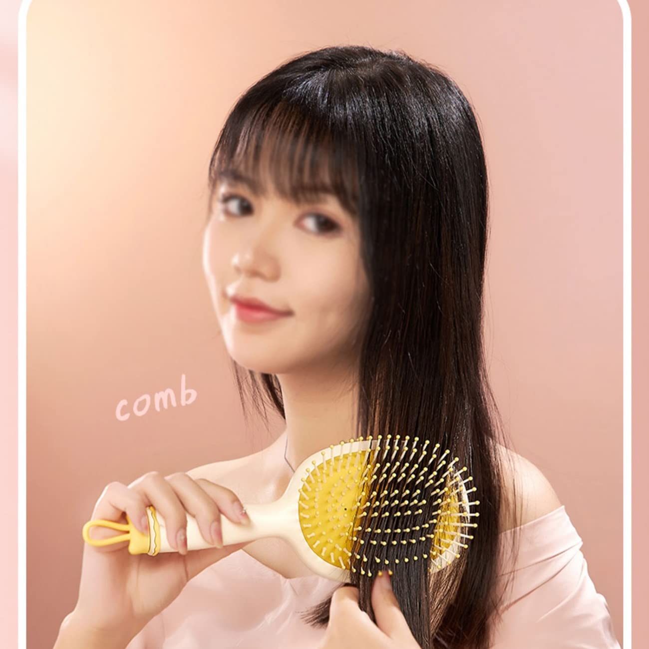 AVLUZ Cute Cartoon Hair Brush - Air Cushion Detangling Comb for Women & Men, Anti-Static Massage Brush for Natural, Straight, Thick & Curly Hair - Perfect for Home, Travel & Salon Use (Color: B)