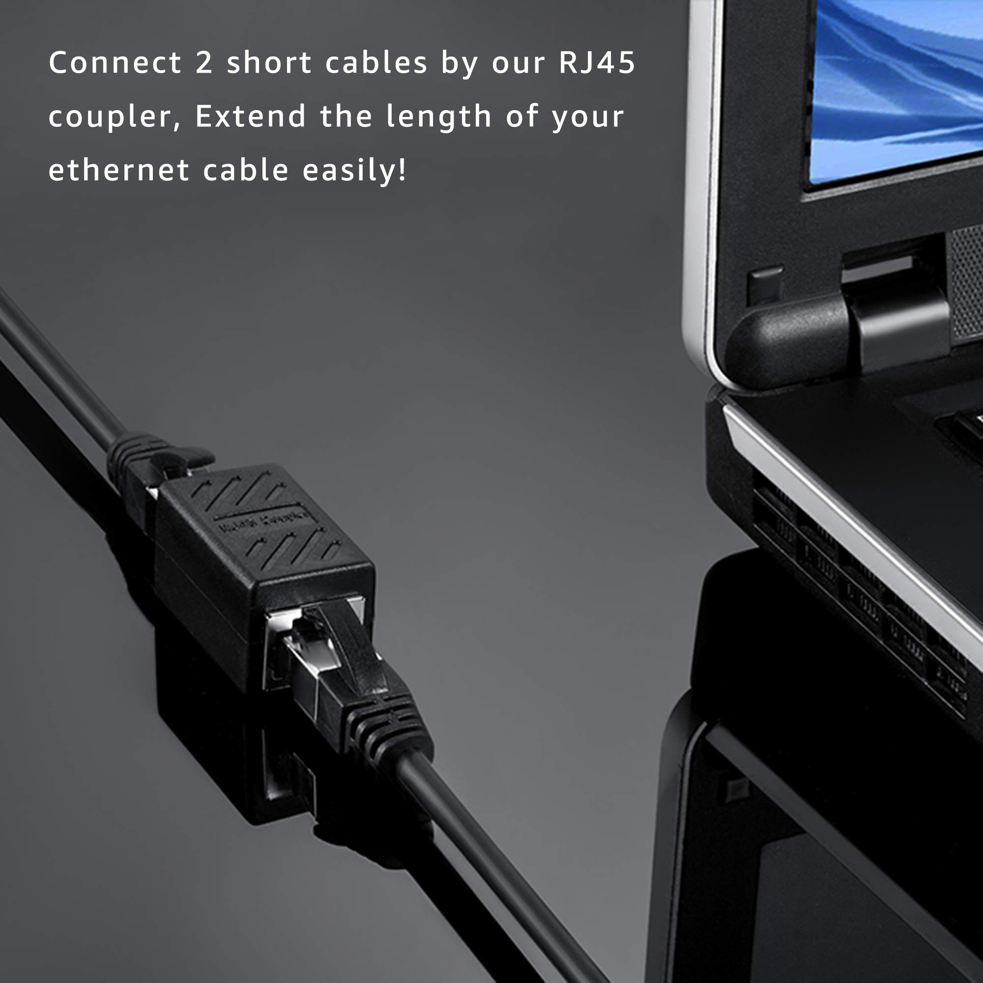 DEFACE RJ45 Coupler 2 Pack - Cat8 Cat7 Cat6 Cat5e Female to Female Ethernet Adapter (Black) - High-Speed Network Extension for Home Office, Gaming & Server Rooms