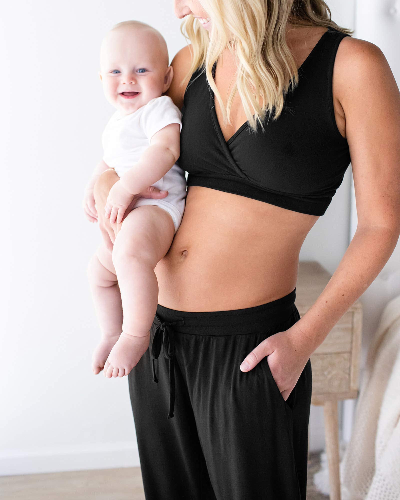Kindred Bravely Everyday Maternity Joggers & Emmaline Maternity Nursing Robe Bundle - Black, Large/X-Large - Comfortable Pregnancy & Postpartum Lounge Wear for Relaxing at Home