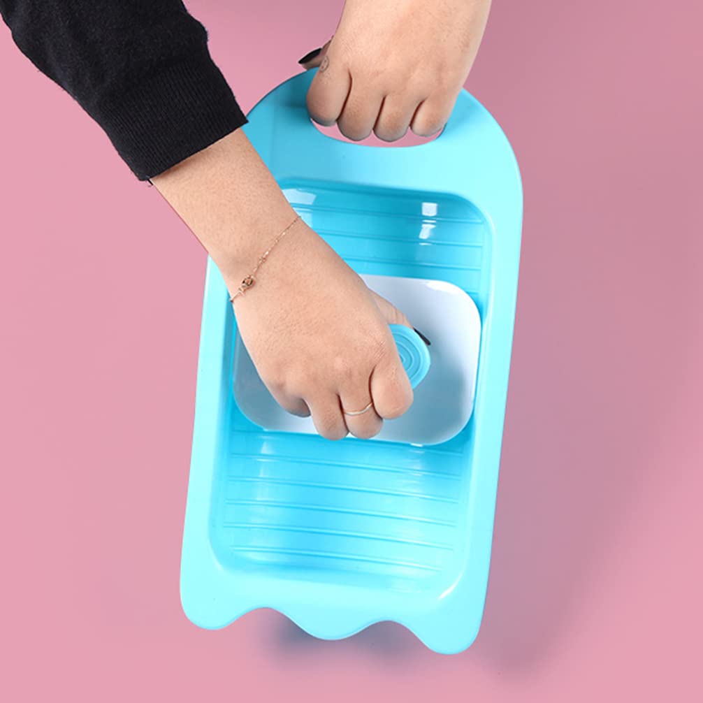 DOITOOL Mini Plastic Washboard Basin - Non-Slip Hand Washing Board for Laundry, Clothes & Delicates | Portable Washtub for Camping, Travel & Small Space Living