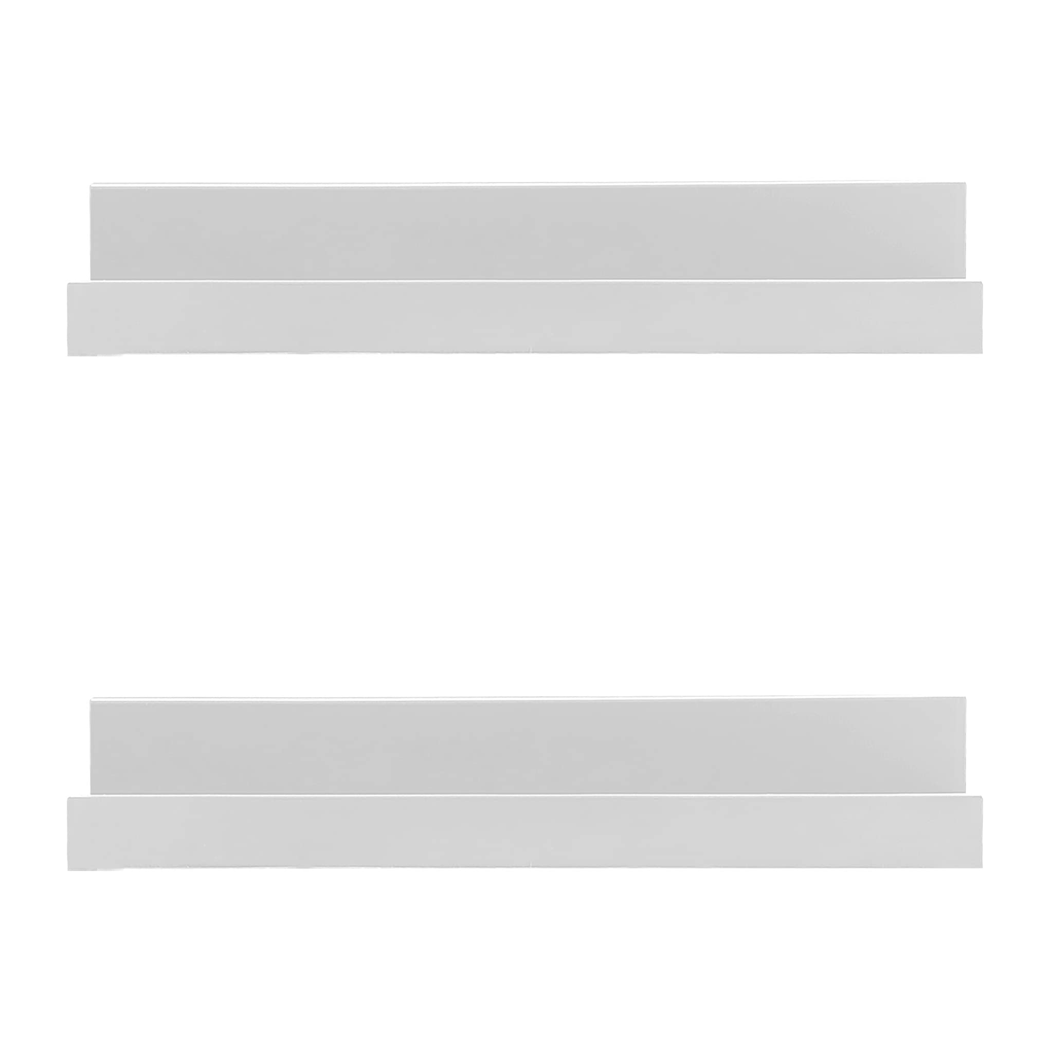 GEEZY Set of 2 Floating Wall Shelves - White Picture Ledge Display Racks for Books, Photos & Decor - 30 x 10 x 5 cm - Perfect for Living Room, Bedroom & Office Organization