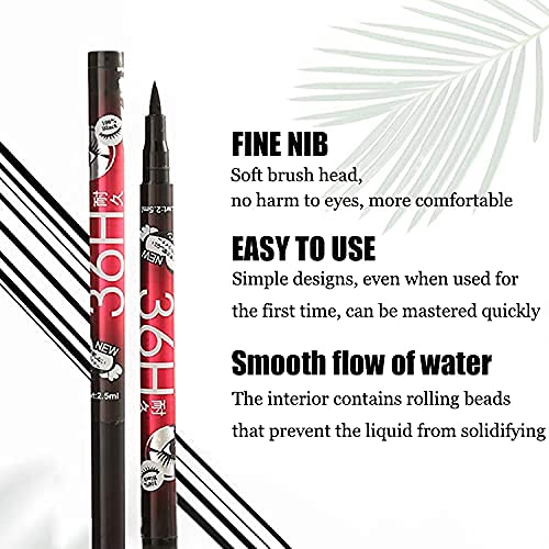 PDY FASHION Waterproof Eyeliner Pencil - Long Lasting Smudge Proof Black Liquid Liner (2 Pack) - Perfect for Day to Night Makeup, Parties & Special Occasions