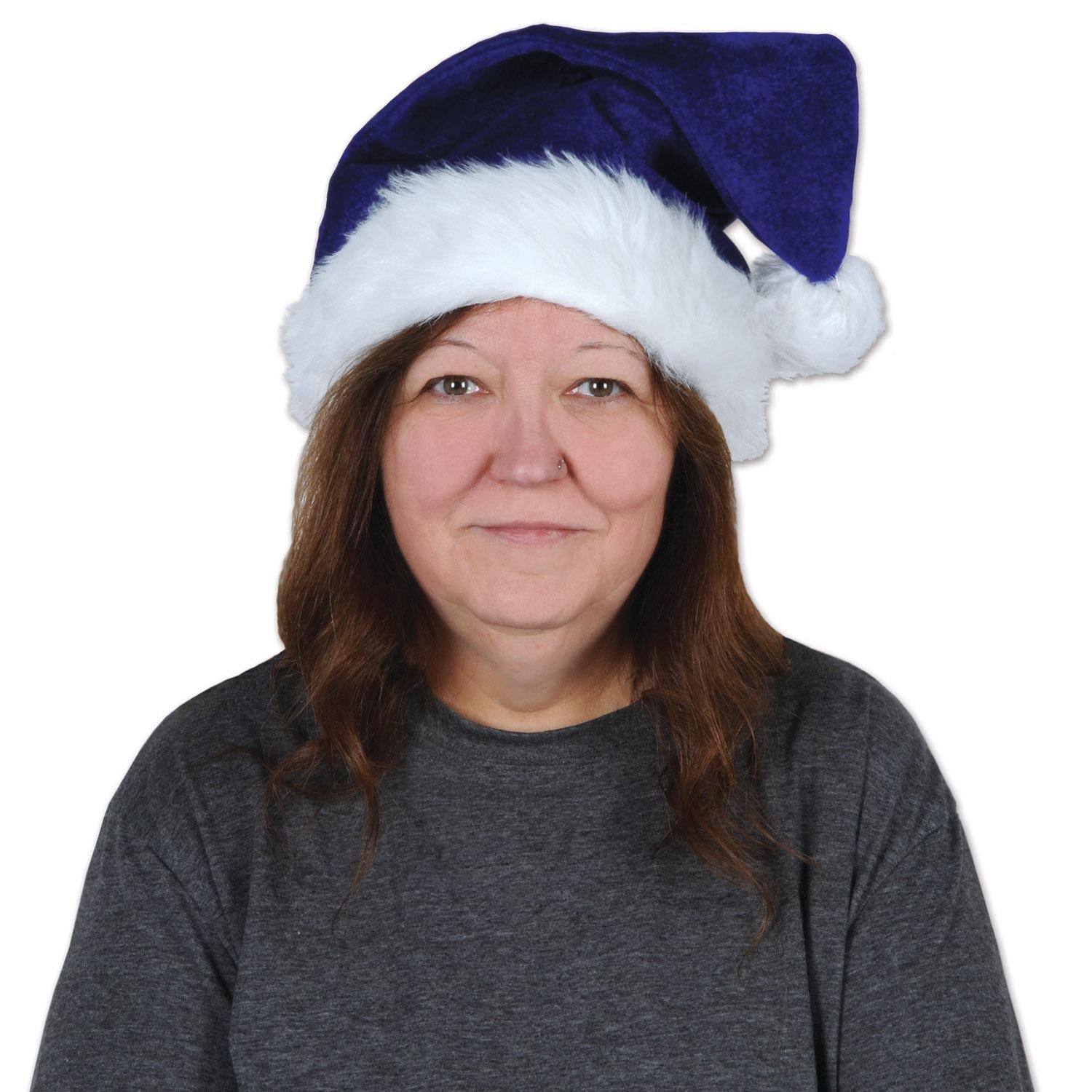 12 Pack Blue Santa Hats for Christmas - Festive Holiday Party Hats for Xmas Celebrations, Office Parties & Family Gatherings
